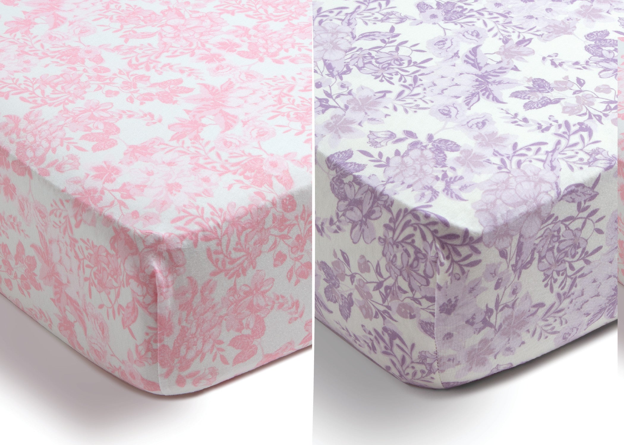 Pastel Floral Fitted Crib Sheets 2 Pack - Soft Baby Crib Bedding Set for Nursery, Girls & Boys Room Decor - Perfect for Newborns, Toddlers & Daycare Use