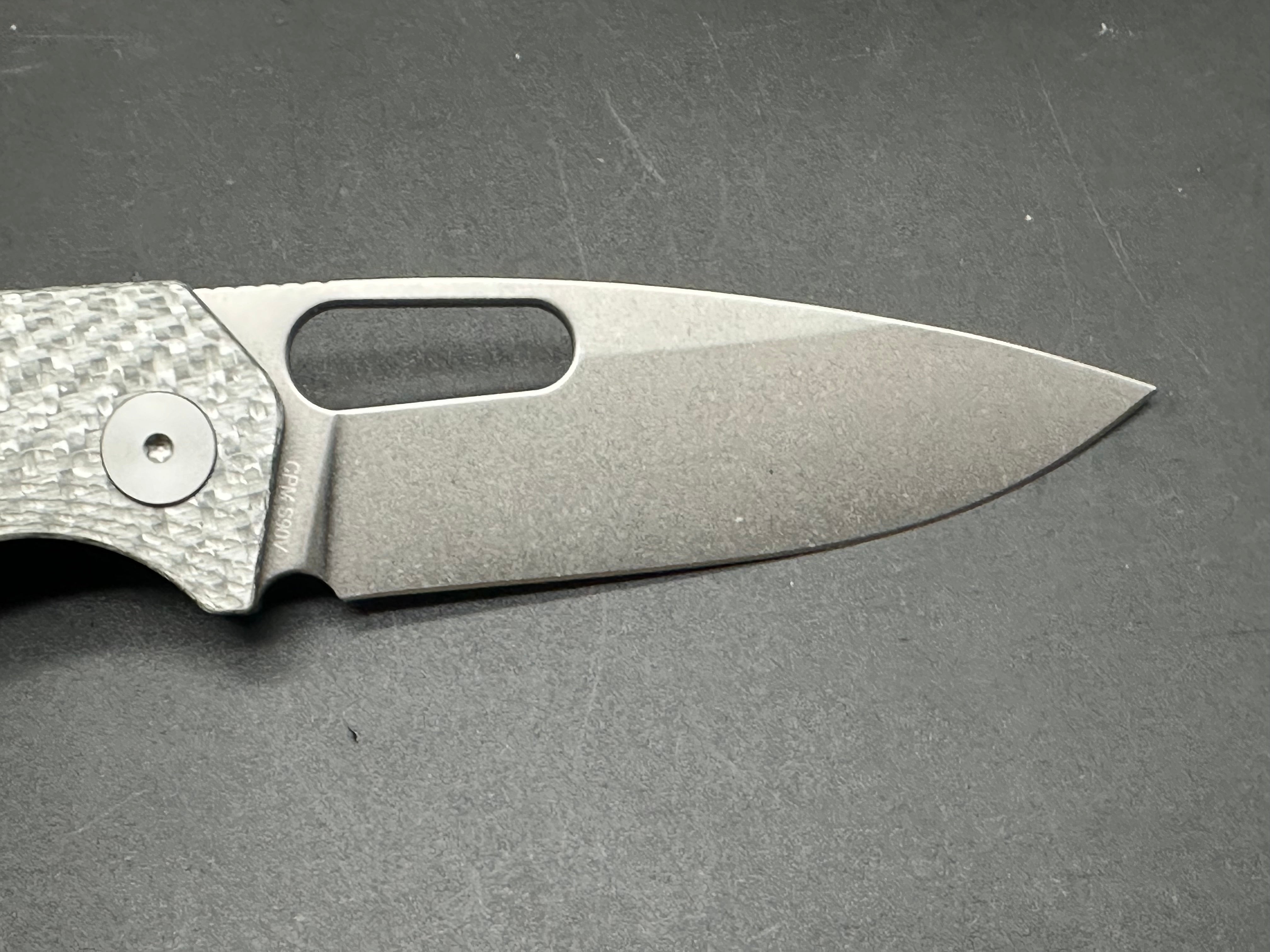 Premium Asher Spiro S90V Stonewash Blade Folding Knife with Silver Twill Carbon Fiber Handle - EDC, Outdoor Camping, Hunting & Survival Gear