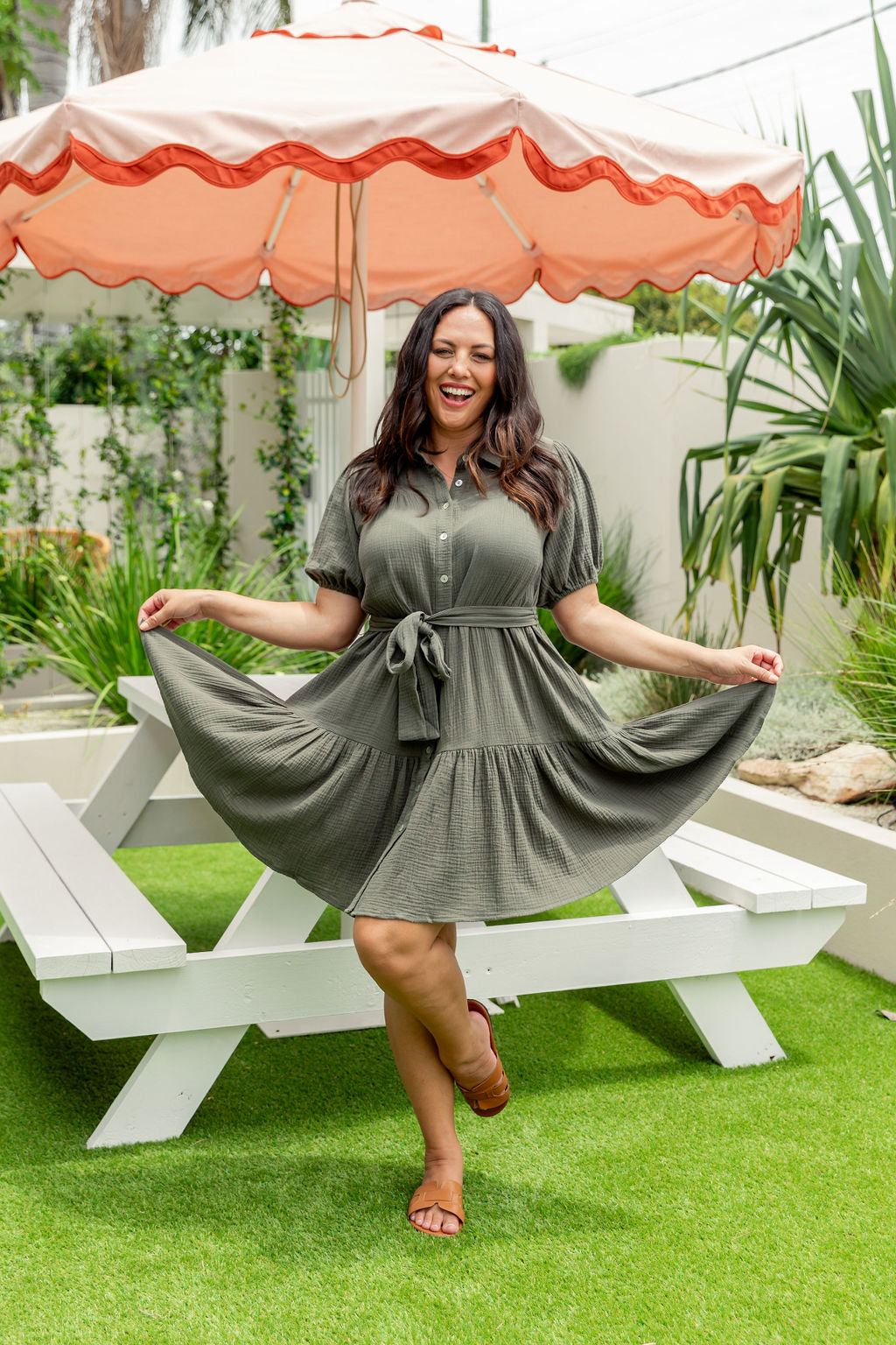 Khaki Mali Dress for Women - Casual Summer Maxi Dress with Pockets - Perfect for Beach, Vacation & Everyday Wear