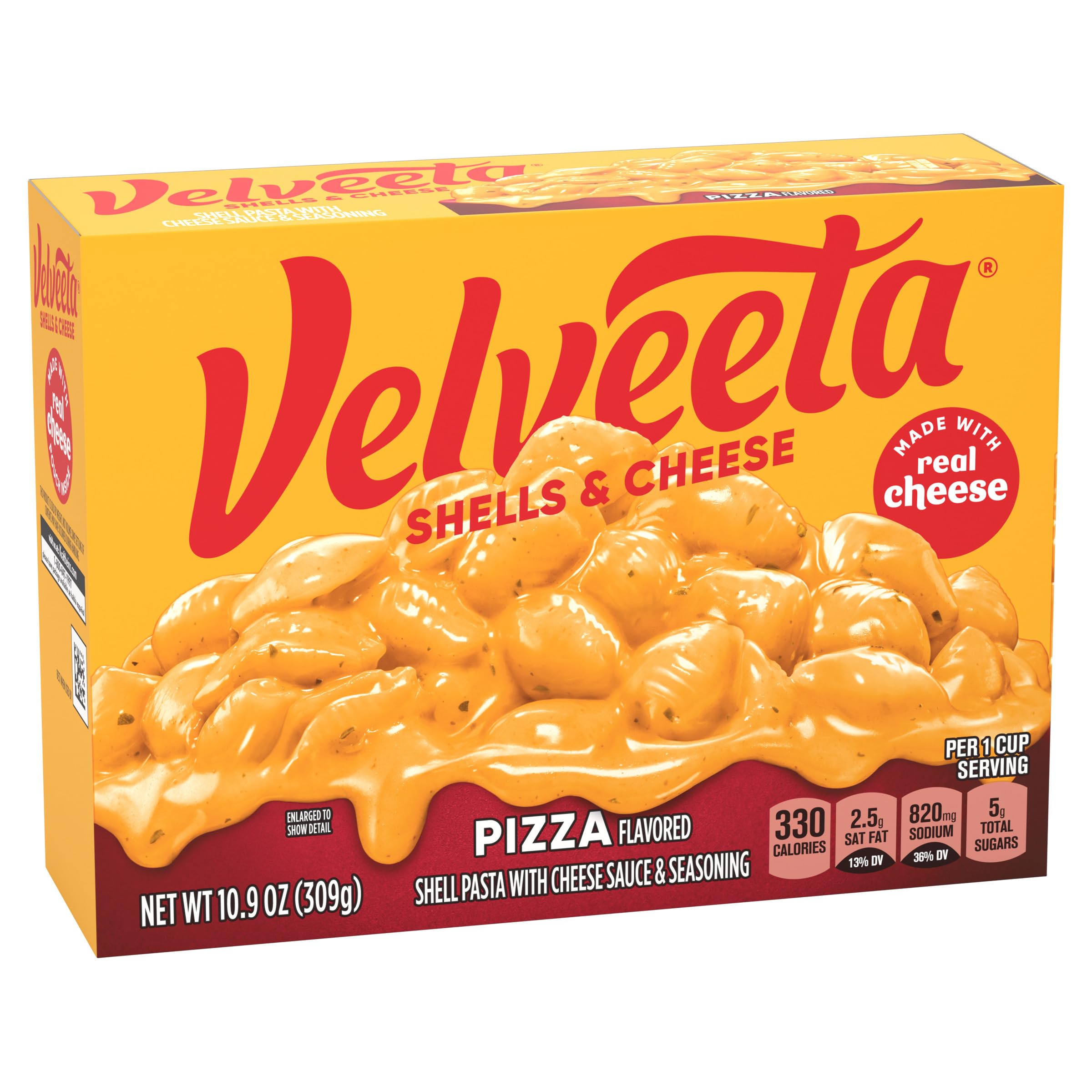Velveeta Pizza Flavored Shells & Cheese - 10.9 oz Box with Shell Pasta, Cheese Sauce & Seasoning | Easy Microwave Meal for Kids & Family Dinners | Perfect for Quick Lunches, Snacks & Comfort Food