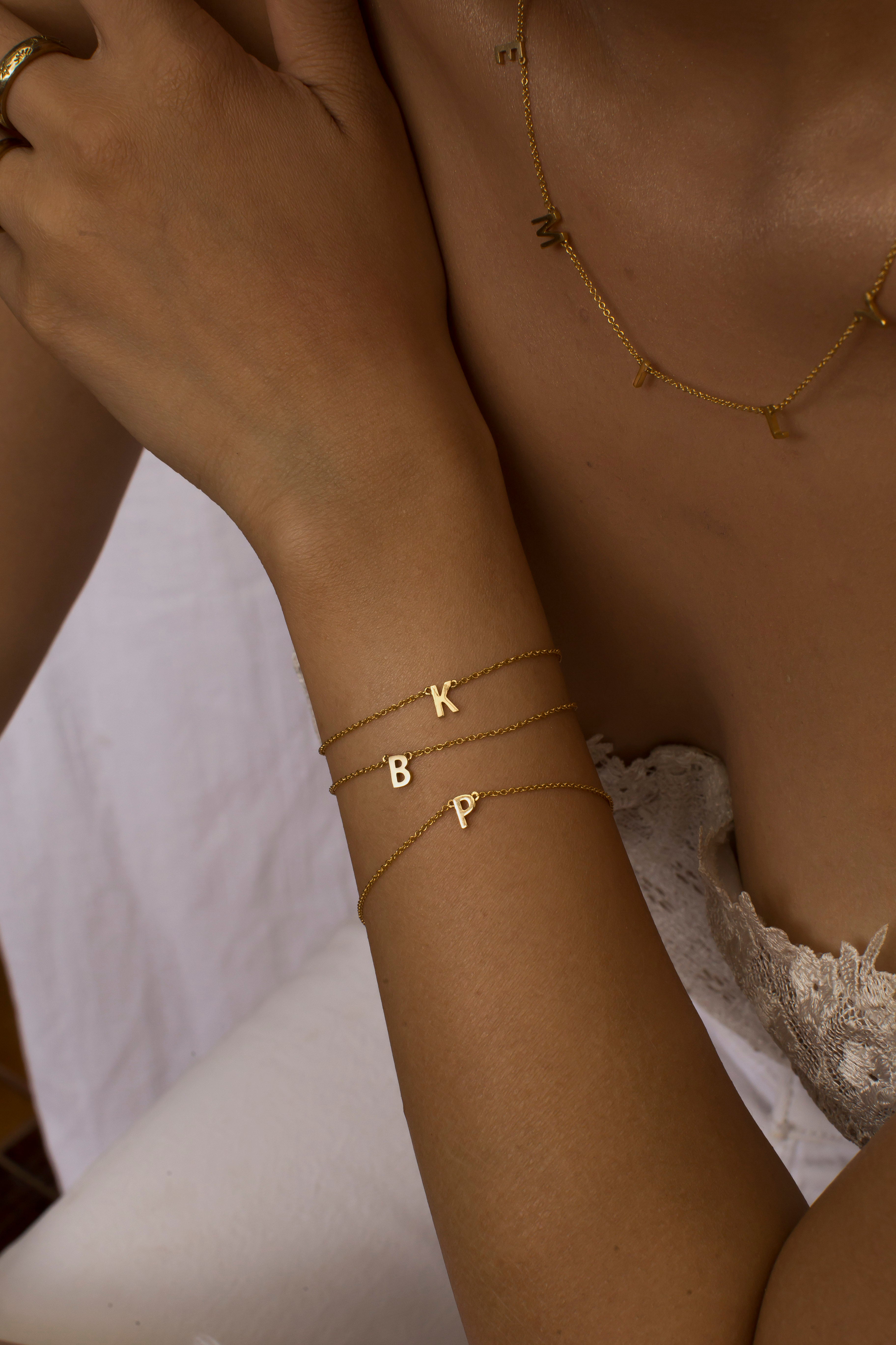 Personalized Single Initial Bracelet for Women - Engraved Monogram Name Jewelry Gift for Her - Perfect for Birthdays, Anniversaries & Special Occasions
