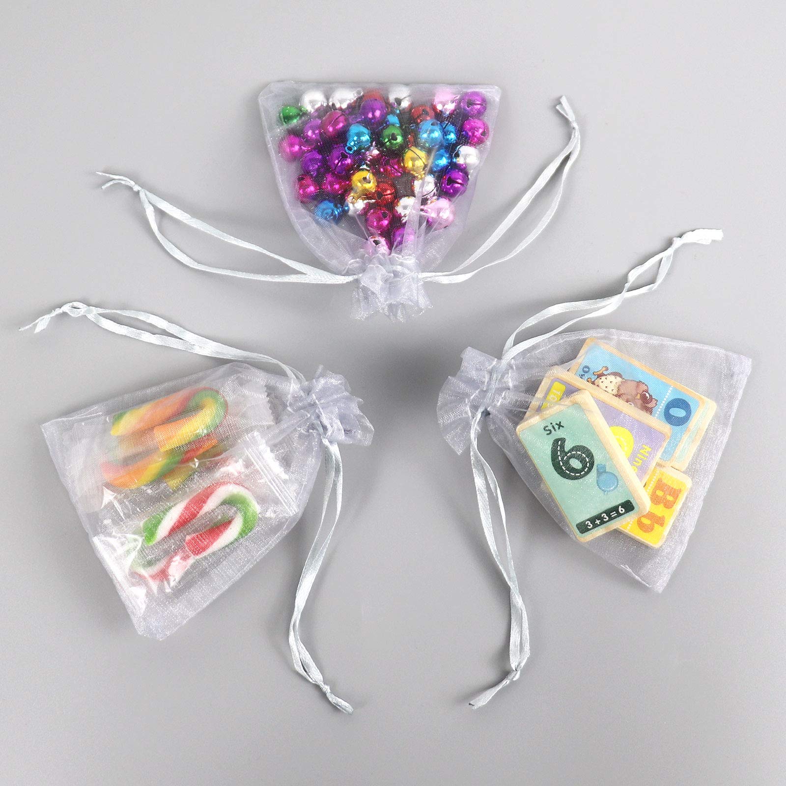 Lautechco 100Pcs 4x6 Inch Gray Organza Drawstring Gift Bags - Premium Mesh Favor Pouches for Christmas Presents, Wedding Favors, Party Giveaways & Jewelry Packaging