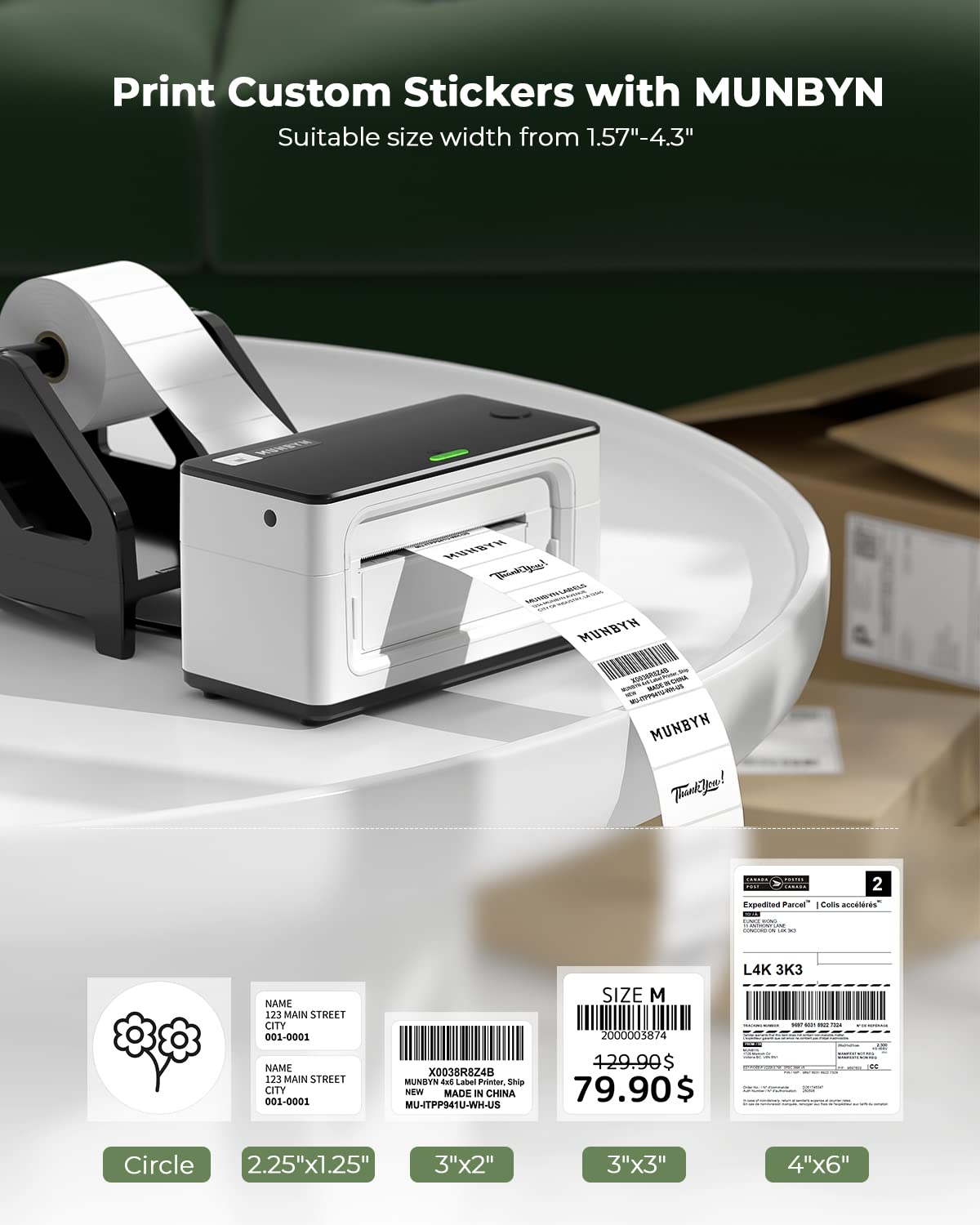 Munbyn 300 DPI Thermal Label Printer - 4x6 USB Barcode Shipping Label Maker for USPS, UPS, Shopify & eBay | Self-Adhesive Stickers for Small Business & Parcel Shipping | Easy One-Click Setup for Windows & Mac | Perfect for E-commerce, Warehouse & Home Office Use