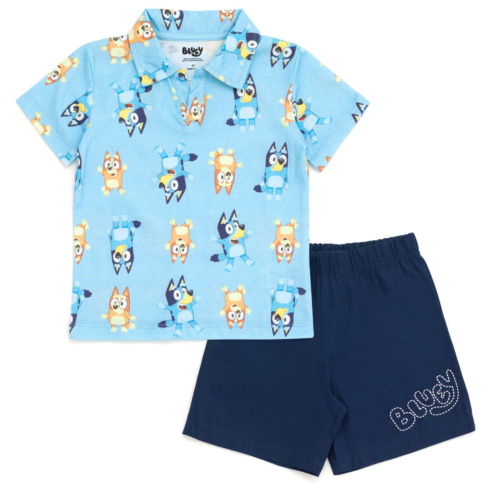 Bluey Bingo Polo Shirt & Shorts Set for Toddlers & Kids | Cute Cartoon Character Outfit for Playdates, Birthday Parties & Family Events