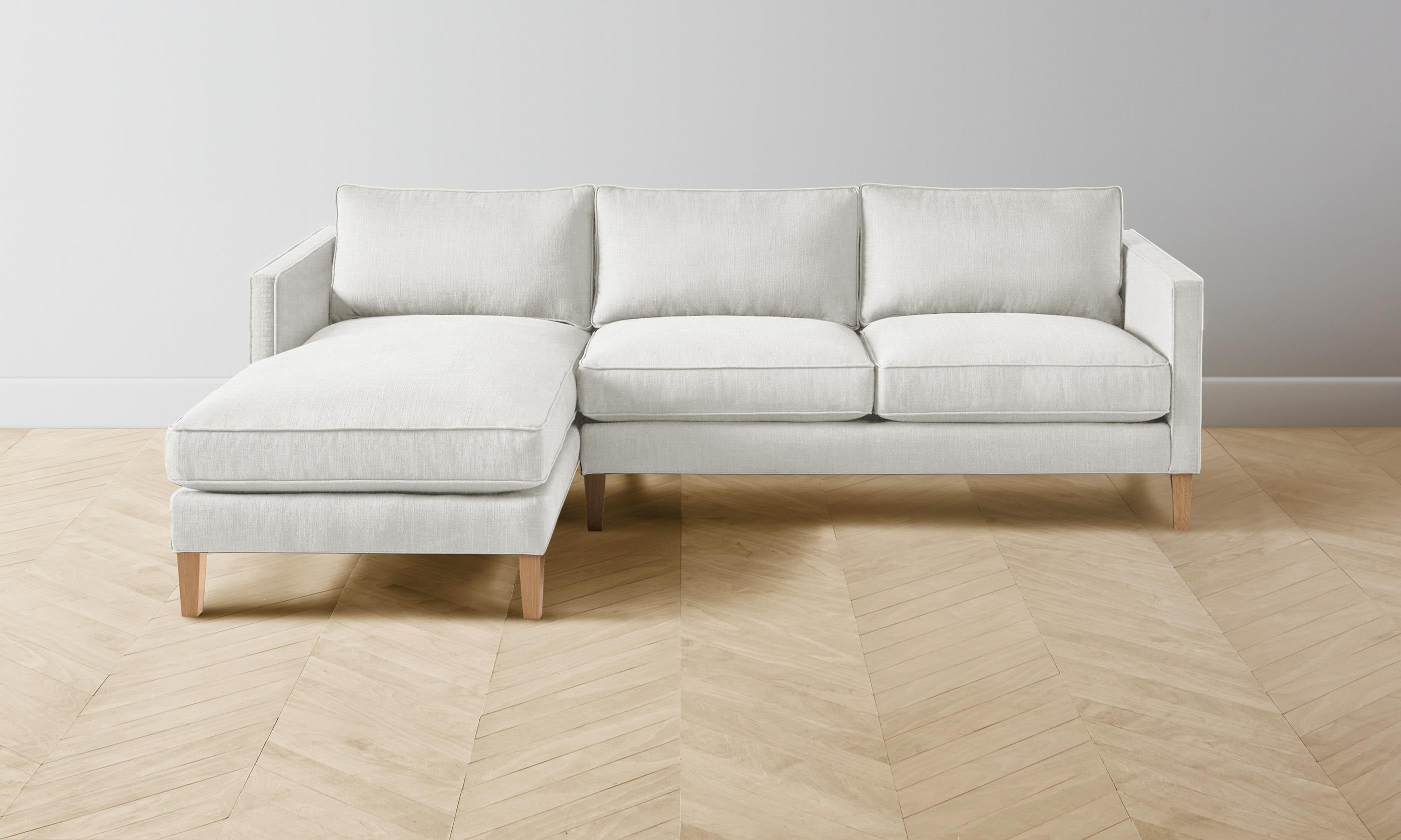 The Crosby Sectional Sofa - Heritage Belgian Linen in Egret | Modern Living Room Furniture for Comfortable Home & Office Seating
