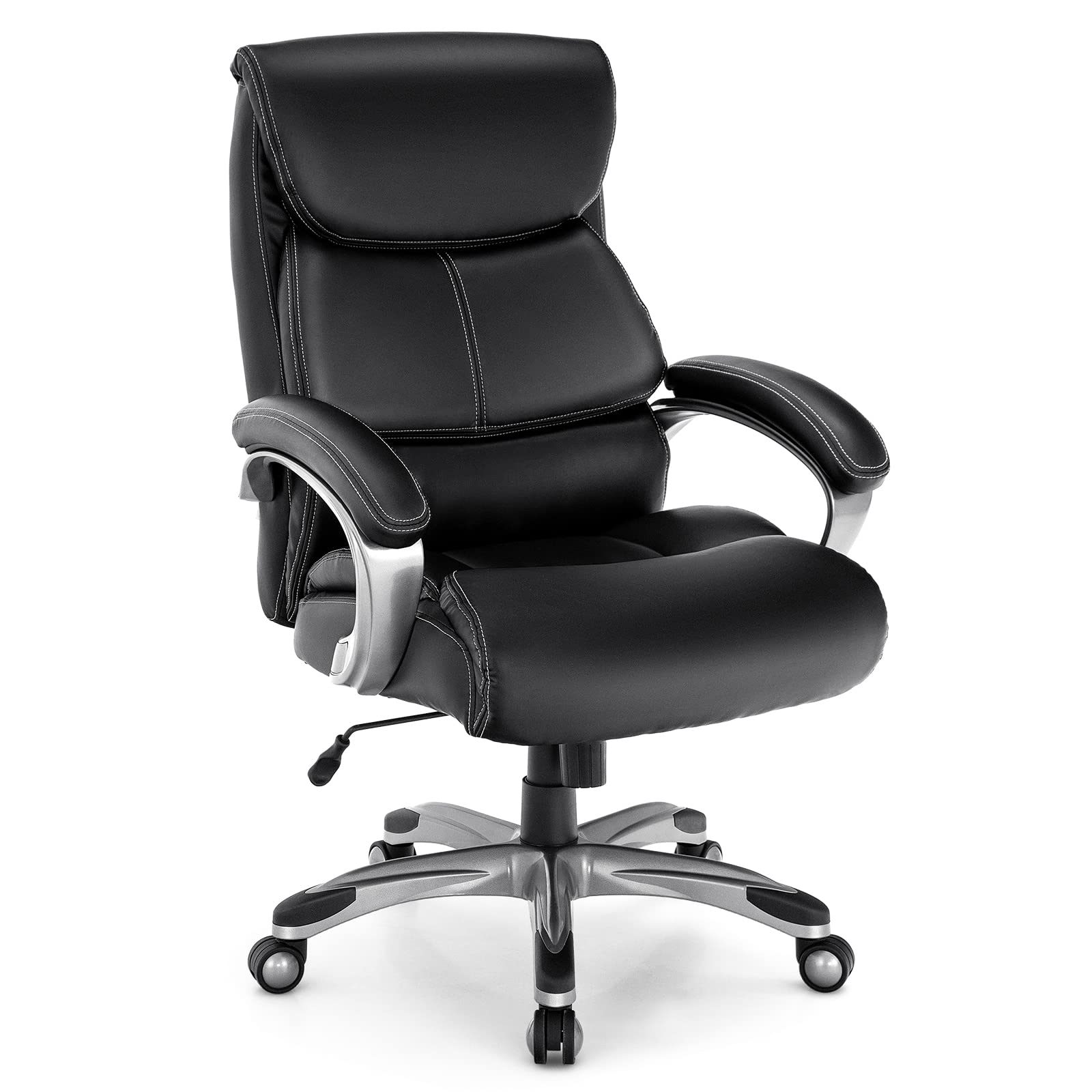 **POWERSTONE Big and Tall Office Chair 400lbs - Ergonomic PU Leather Executive Chair with Adjustable Height, Lumbar Support & Swivel Wheels - Heavy Duty Computer Desk Chair for Home & Office, Black**    *(Perfect for Long Work Hours, Gaming, or Conference Rooms – Supports Up to 400lbs for Maximum Comfort & Durability)*