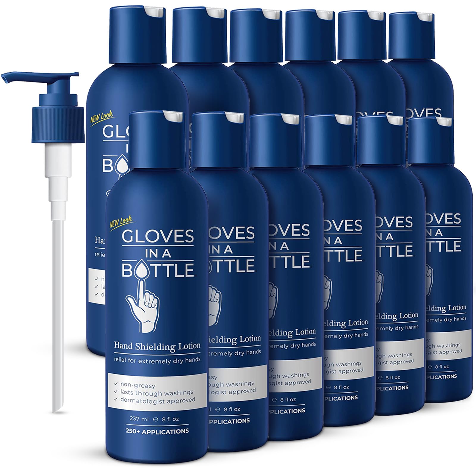 Gloves In A Bottle Shielding Lotion for Dry Itchy Skin - 8oz (12 Pack) | Moisturizing Hand Cream for Eczema, Psoriasis & Cracked Skin | Ideal for Healthcare Workers, Gardeners & Winter Skin Care
