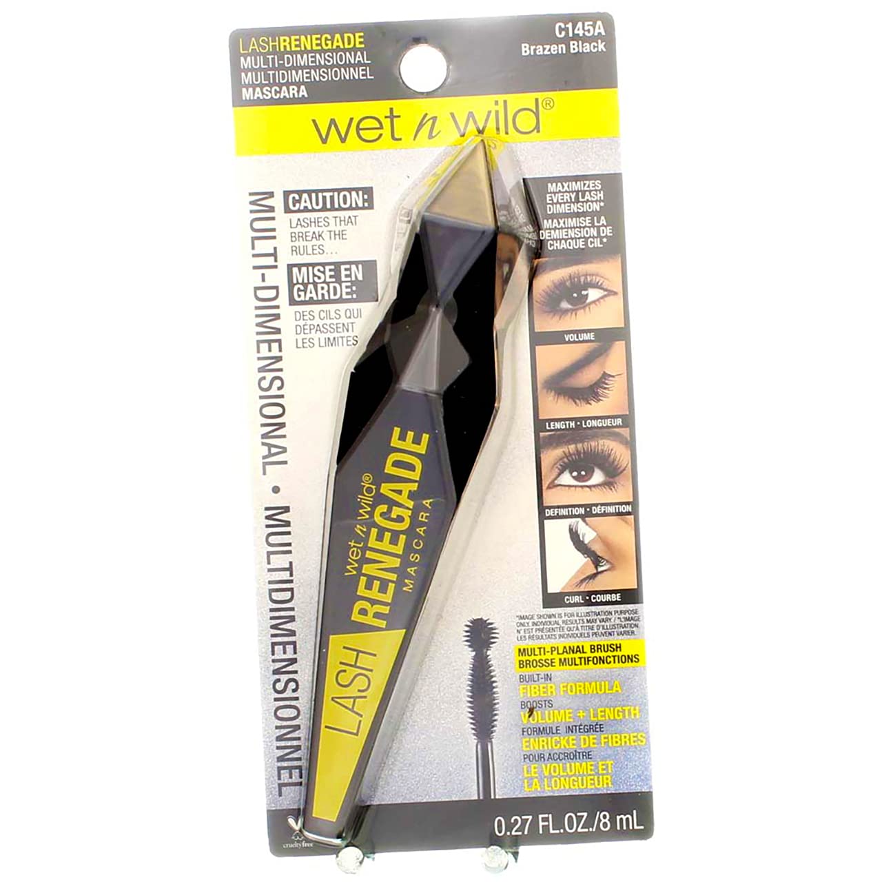 Wet N Wild Lash Renegade C145a Brazen Black Mascara - 0.27oz Volumizing & Lengthening - Perfect for Daytime Wear, Night Out, and Special Occasions