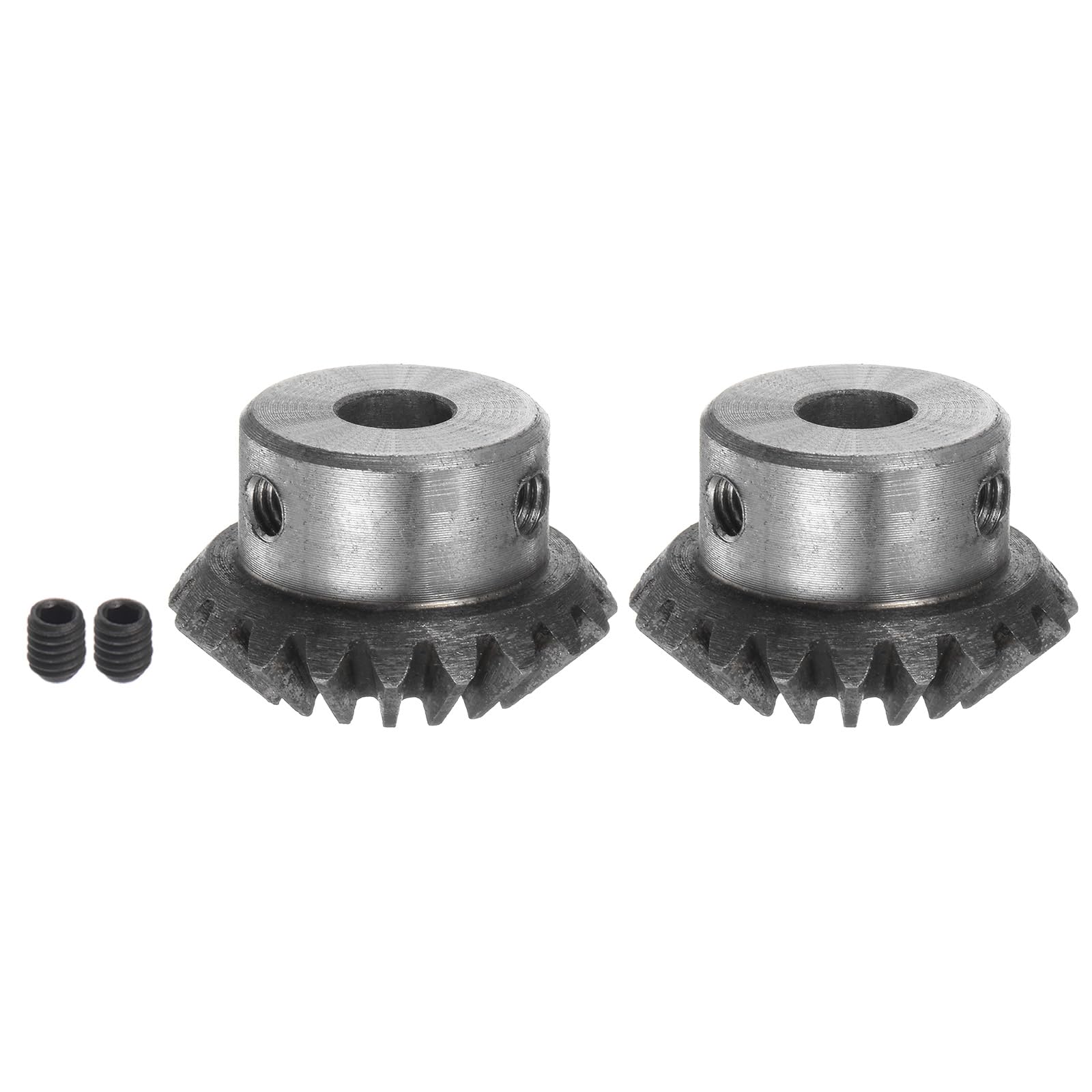 HARFINGTON 2pcs 1M 20 Teeth Bevel Gear - 8mm Shaft Hole, 1:1 Ratio, 45# Steel, 1.5 Module, 90 Degree Tapered Bevel Pinion Gear for Hardware, Mechanical Rotation & Steering Systems - Perfect for Robotics, CNC Machines, and DIY Projects