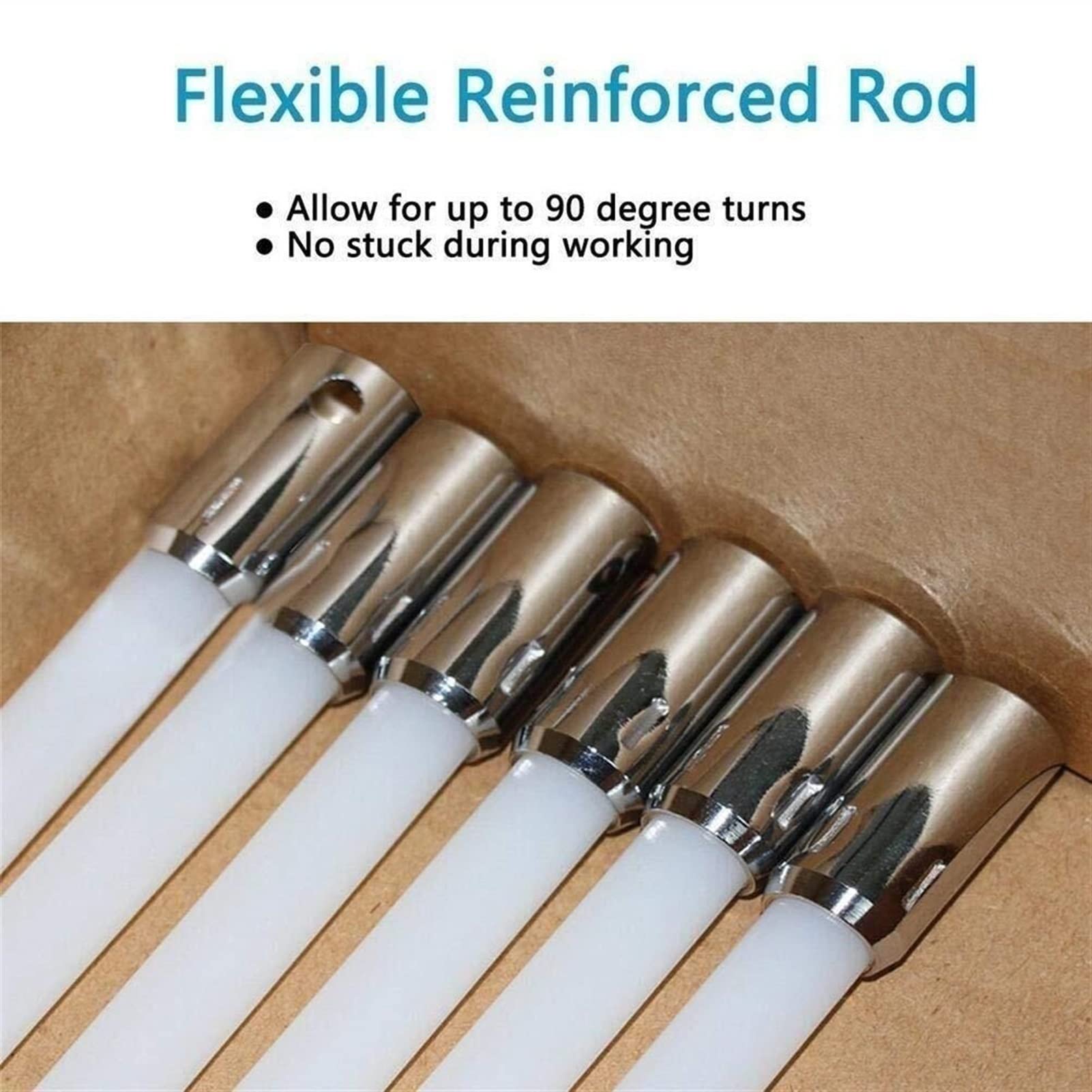 Chimney Sweep Kit with Flexible Rods - Fireplace & Dryer Vent Cleaning Brush Set - 410mm Rotary Lint Remover (6 Rods) - Perfect for Home Fireplace Maintenance & Dryer Vent Cleaning
