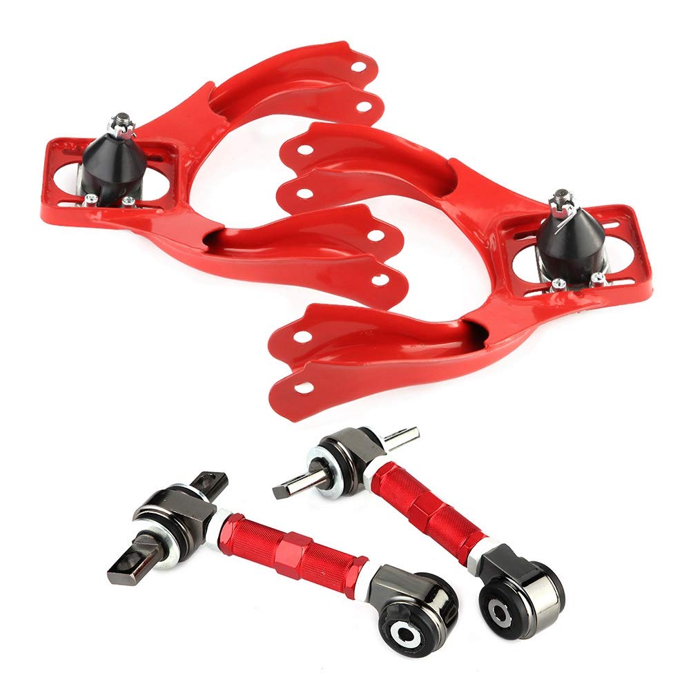 High Strength Front Upper Control Arm & Rear Camber Arm Kit - Anti-Rust, Wearproof, Red Oxidation Coating - Compatible with Honda Del Sol 1993-1997 - Perfect for Performance Upgrades & Suspension Repairs