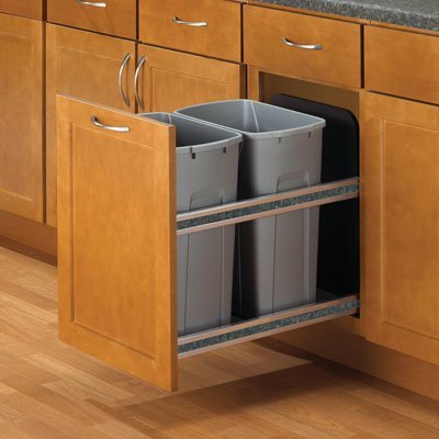 KV FEUSC15 2 35PT Platinum Soft Close 44L Door Mount Waste Bin - Under Cabinet Trash Can for Kitchen, Bathroom & Office Organization