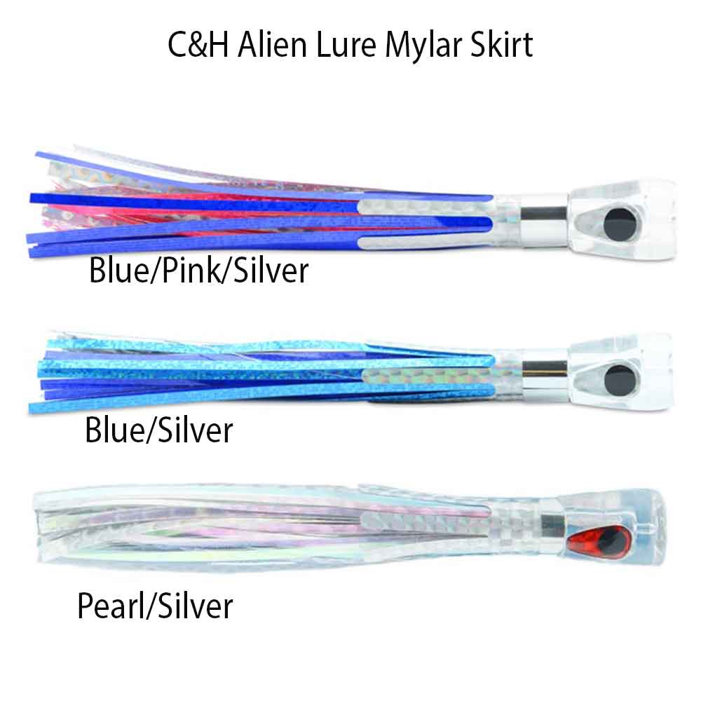 C&H Alien Lure Mylar Skirt - Premium Fishing Lure with Flash Attraction for Bass, Trout & Walleye - Perfect for Freshwater & Saltwater Fishing Adventures
