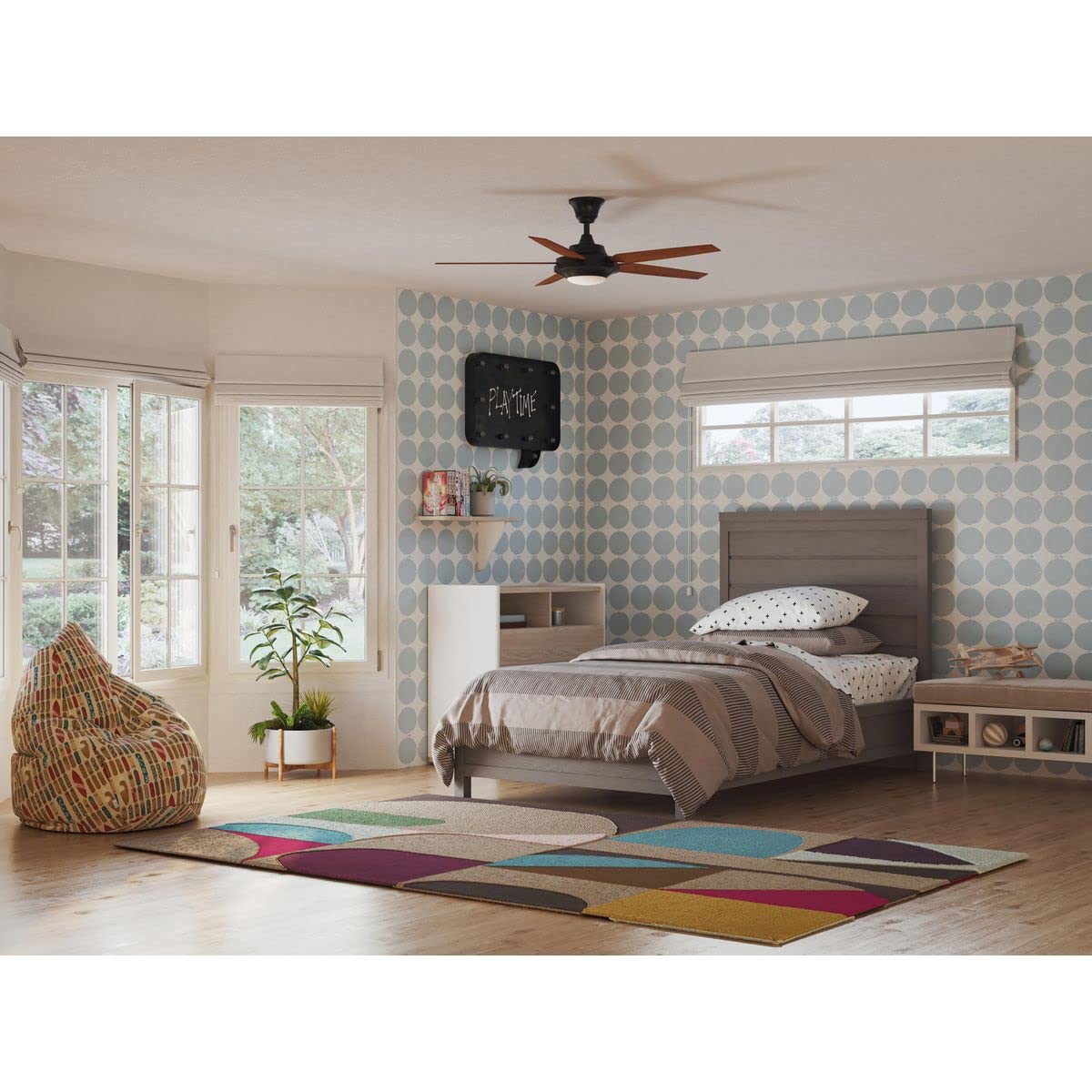 Progress Lighting P2539-2030K AirPro Signature Plus II 5-Blade Bronze Ceiling Fan with Remote - Perfect for Living Room, Bedroom & Outdoor Spaces