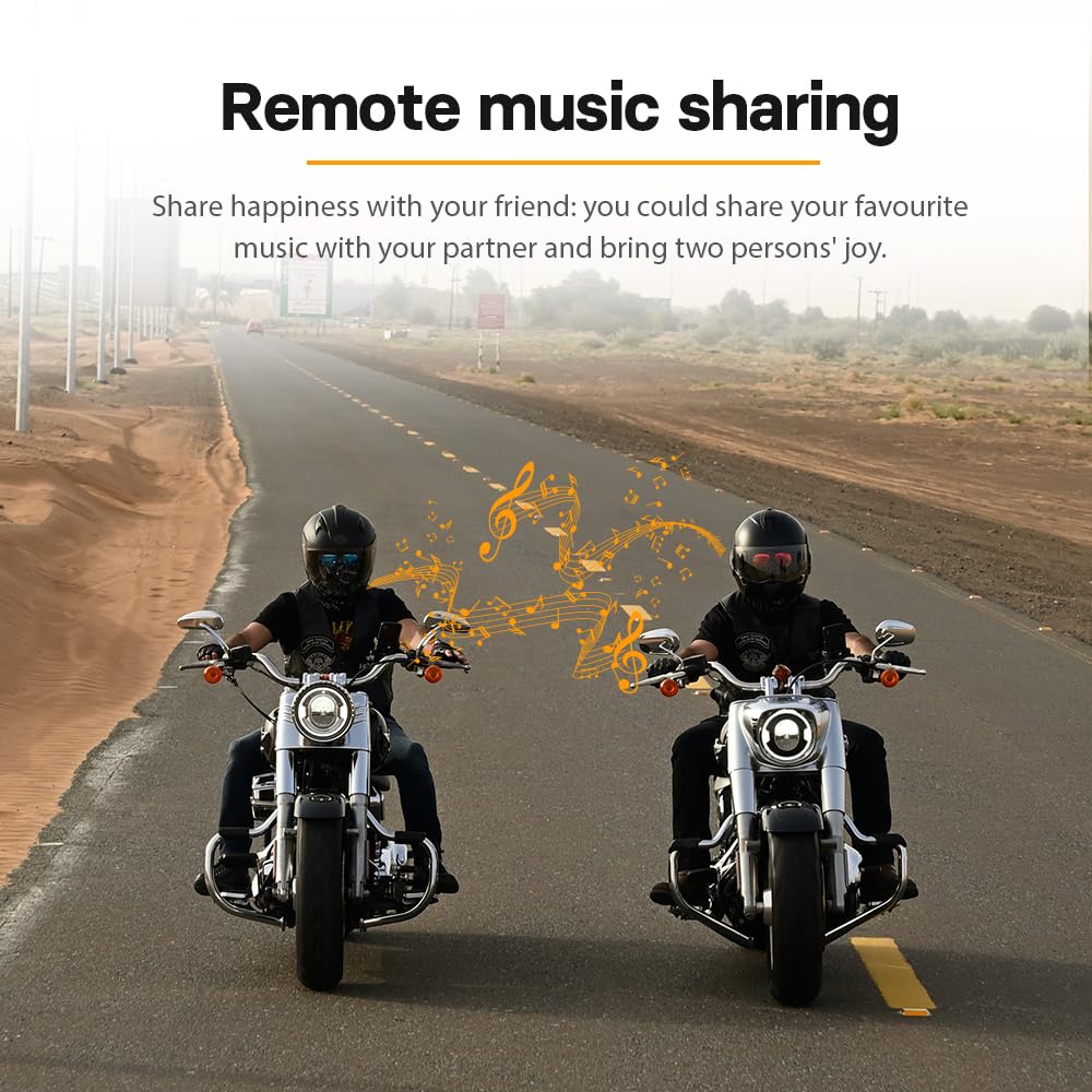 FreedConn Motorcycle Bluetooth Headset Intercom - 1200m Range, 6 Rider Group Chat, Noise Cancelling, Waterproof, Music Sharing (2 Pack) - Perfect for Group Rides, Touring & Urban Commuting