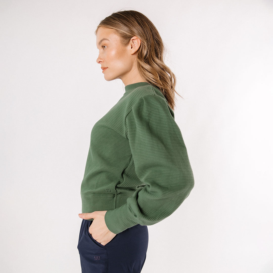 Atlas Ribbed Sweater for Women - Emerald Green Knit Pullover | Cozy Winter Fashion & Casual Outfit Essential