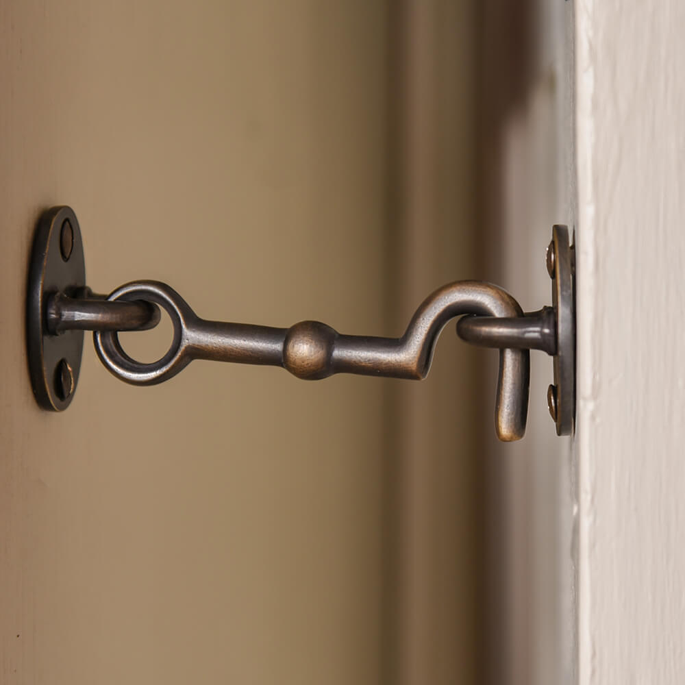 Vintage Distressed Antique Brass Cabin Hook - Rustic Door & Window Latch for Farmhouse, Cottage & Boat Decor