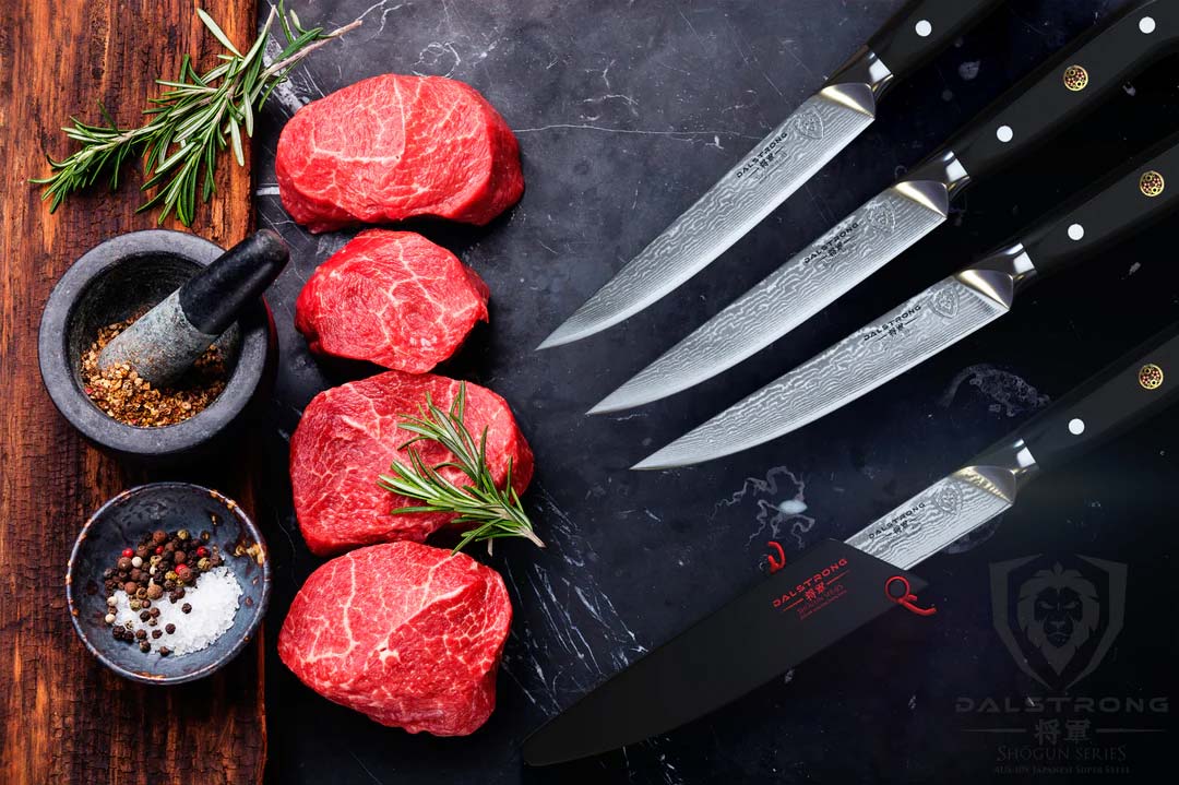 Premium 4-Piece Steak Knife Set - Dalstrong Shogun Series - Razor Sharp High Carbon Steel Blades - Perfect for Steak Dinners, BBQ Parties & Gourmet Cooking