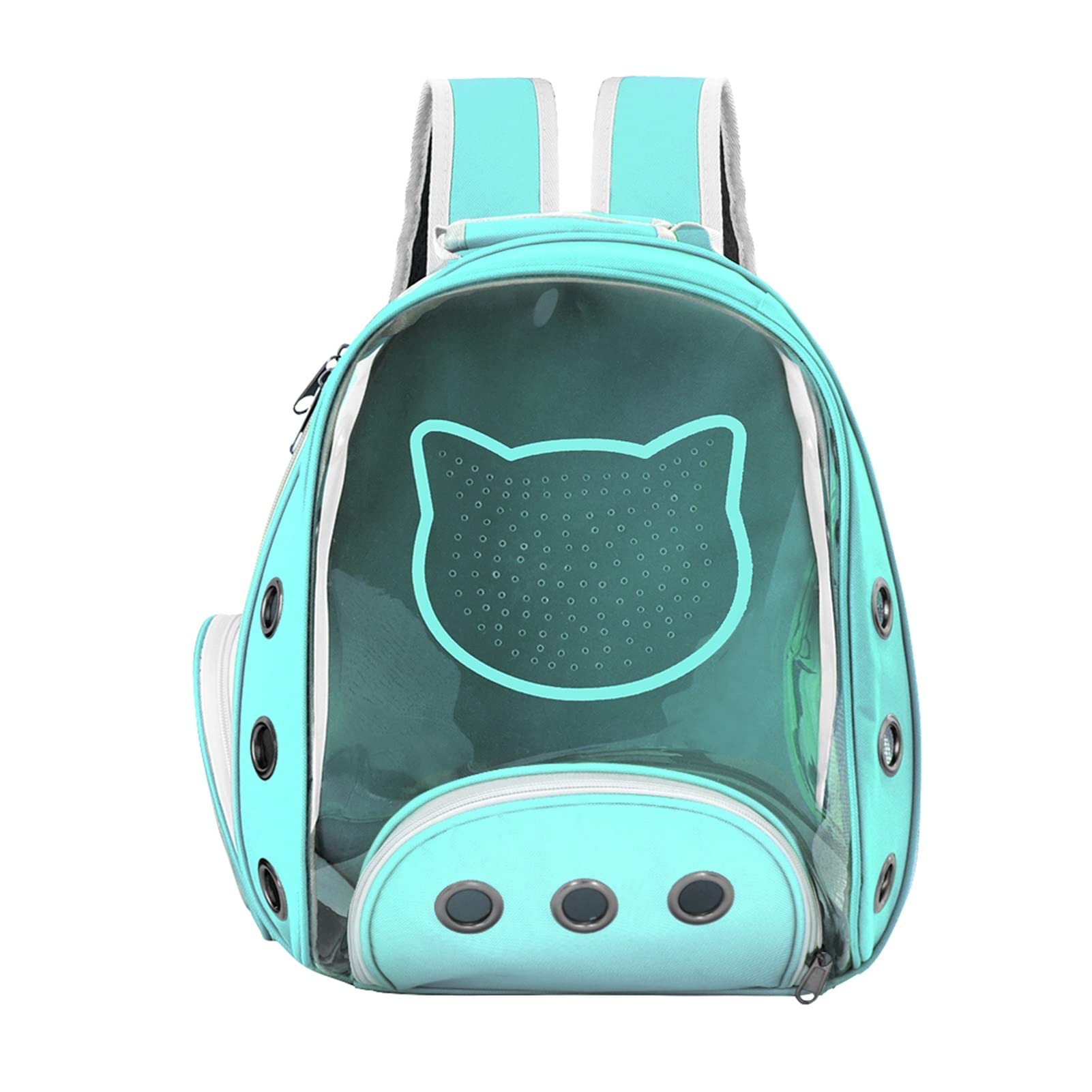 HYONLLA Breathable Pet Backpack Carrier - Transparent Cat & Small Dog Travel Bag for Outdoor Adventures (35x29x40cm, Green) | Perfect for Hiking, Air Travel & Vet Visits