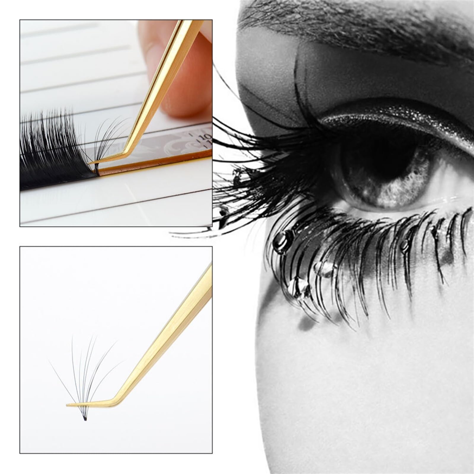 Professional Hair Removal Tweezers - Stainless Steel Eyelash Extension & False Eyelash Tool - Precise Slant Tip Tweezers for Eyebrow Shaping, Splinter Removal & Beauty Care - Perfect for Salon, Home Use & Travel Kit