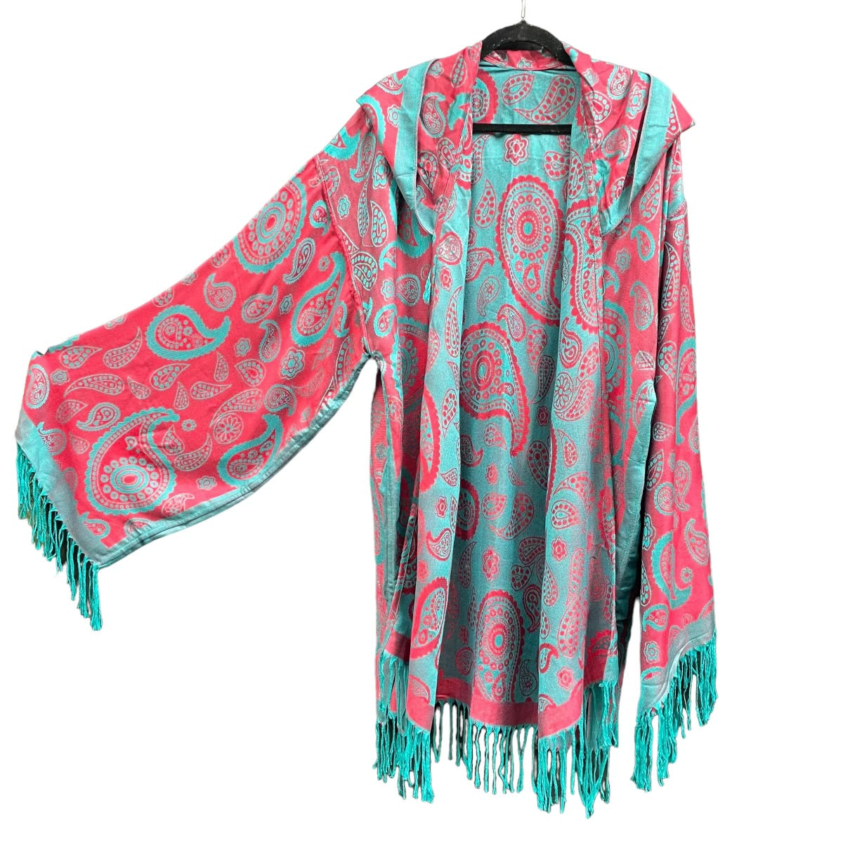 PASH ROBE - Soft & Luxurious Bright Teal Paisley Print Kimono Robe for Women | Spa, Beach Cover Up, Loungewear & Bridal Gift