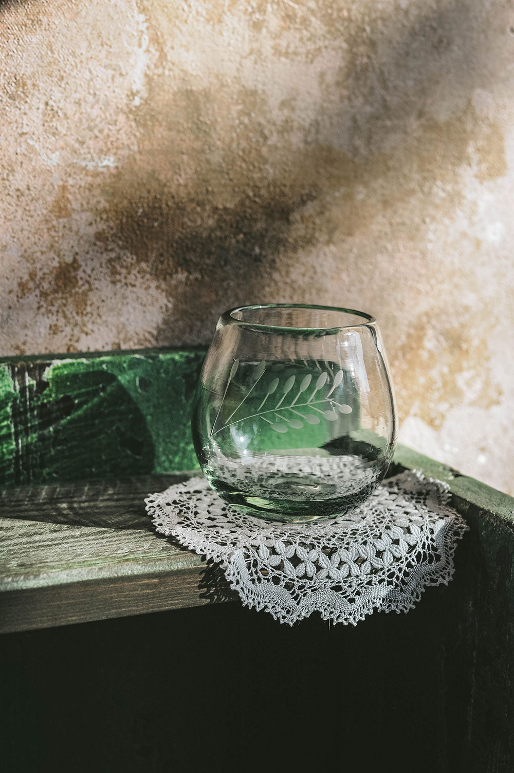 Eco-Friendly Etched Shorty Recycled Glass Tumbler - Perfect for Smoothies, Iced Coffee & Cocktails at Home or Office