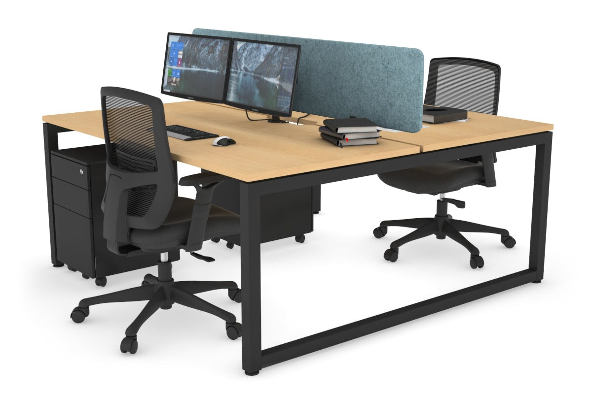 Quadro Loop Legs 2-Person Office Workstation - 1200L x 800W with Cable Management Scallop - Perfect for Collaborative Workspaces & Shared Office Desks