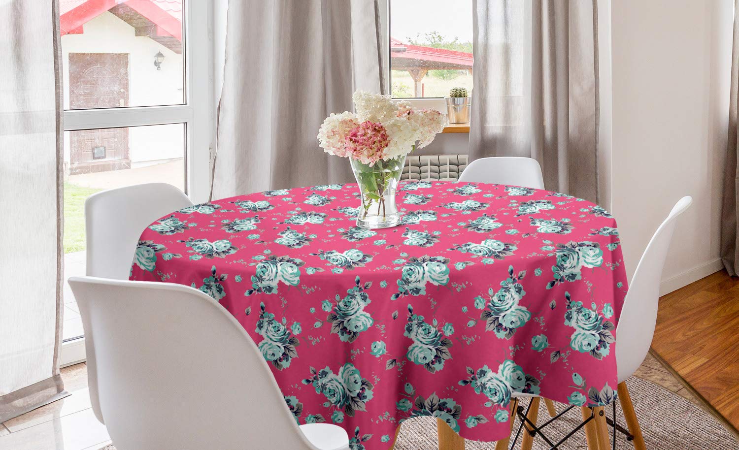Ambesonne Rose Round Tablecloth 60