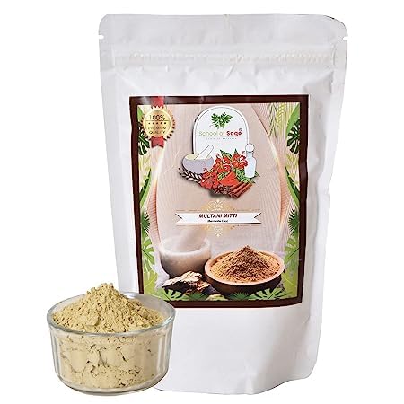 School Of Sage Multani Mitti (Fuller's Earth Clay) - 400 Gram Pack of 2 | Natural Face Mask for Acne, Oily Skin & Glowing Complexion | DIY Beauty & Ayurvedic Skincare