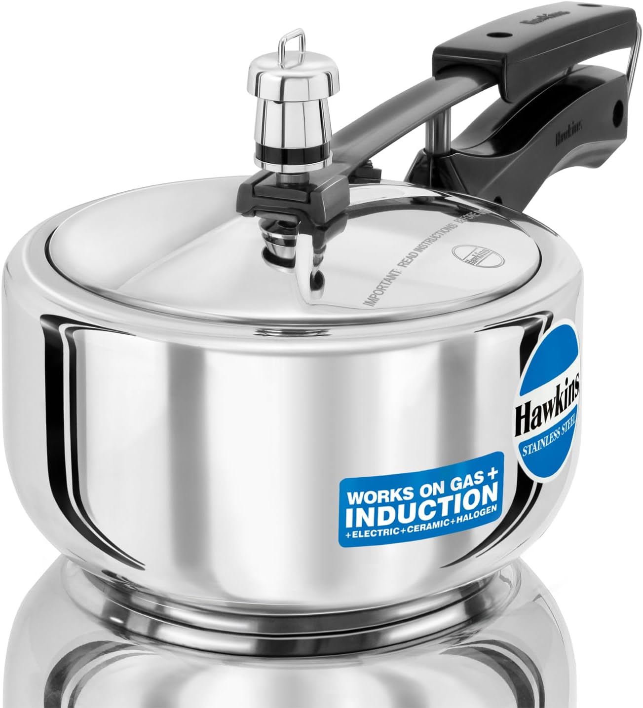 Hawkins HSS20 2L Stainless Steel Pressure Cooker - Fast & Safe Cooking for Soups, Stews, Rice & More | Perfect for Home Kitchens & Camping Trips