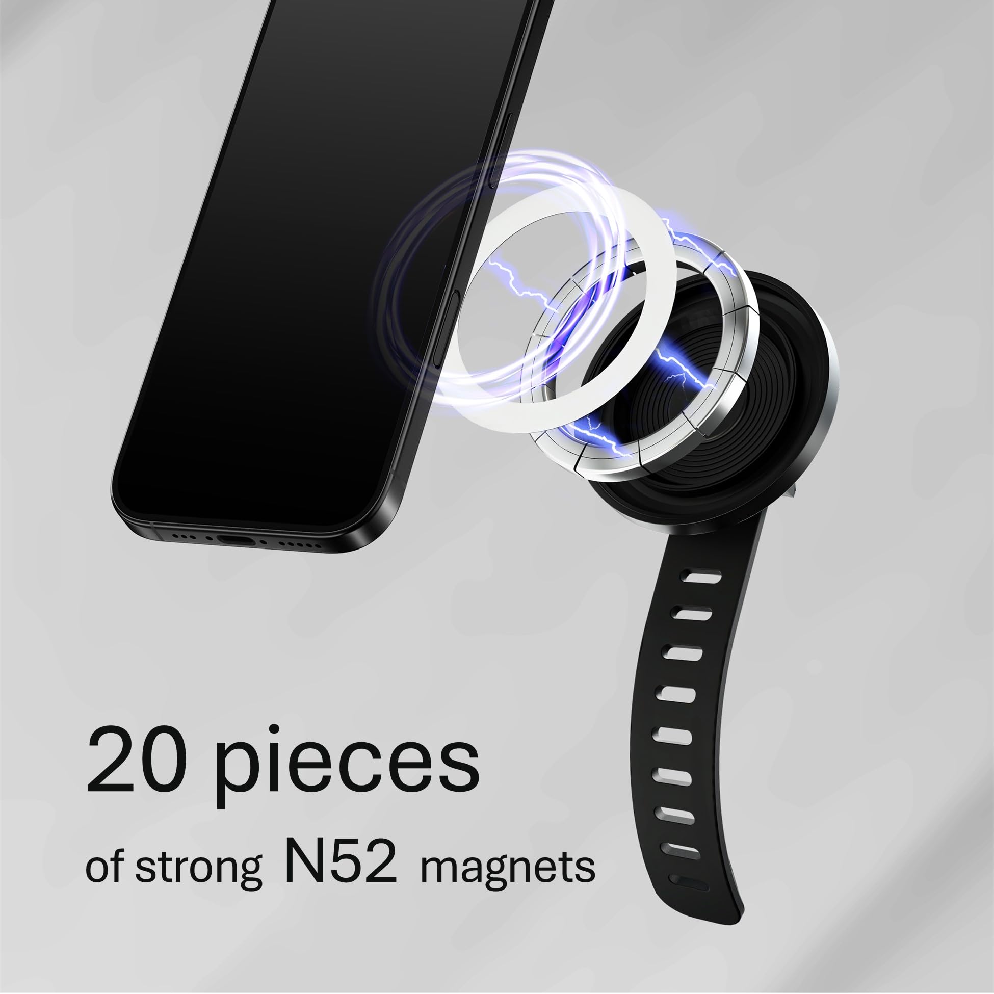 liuliuby Magnetic Peloton Phone Mount - Secure Treadmill & Exercise Bike Phone Holder for MagSafe | Durable Indoor Cycling & Workout Accessories with Strong Magnet Strap | Perfect for Peloton Bike, Treadmill & Home Gym Use