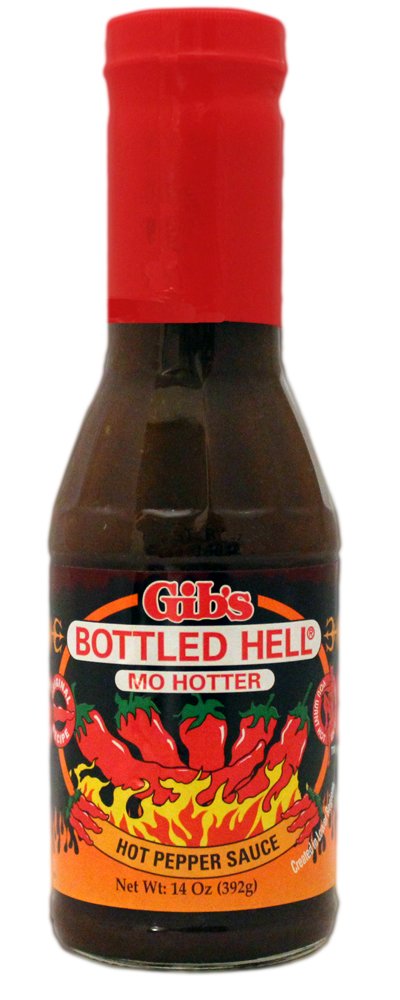Gib's Bottled Hell 'MO Hotter' Hot Pepper Sauce - 12 oz | Extra Spicy Ghost Pepper Hot Sauce for Wings, Tacos & BBQ | Perfect for Heat Lovers & Gourmet Cooking