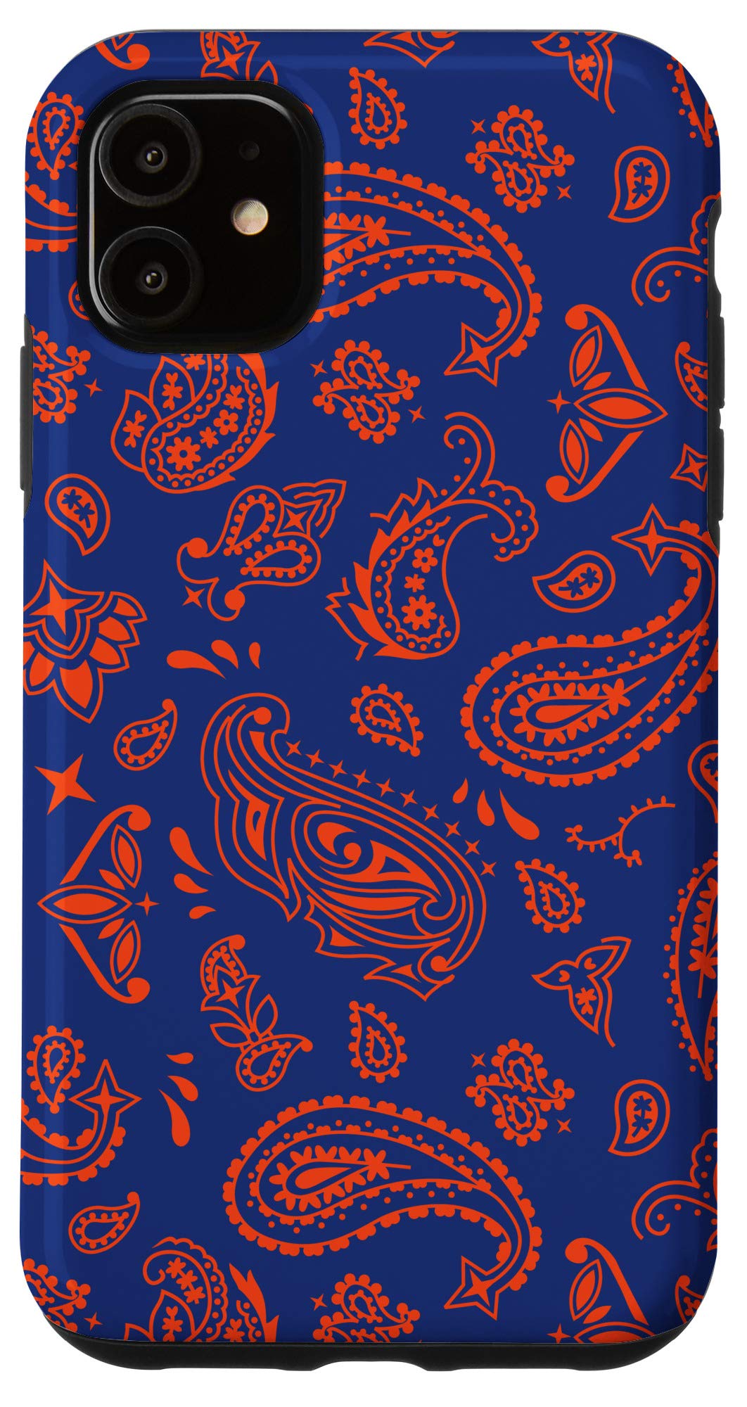 iPhone 11 Classic Blue Orange Paisley Bandana Phone Case - Stylish Protection for Everyday Use, Travel, and Outdoor Adventures
