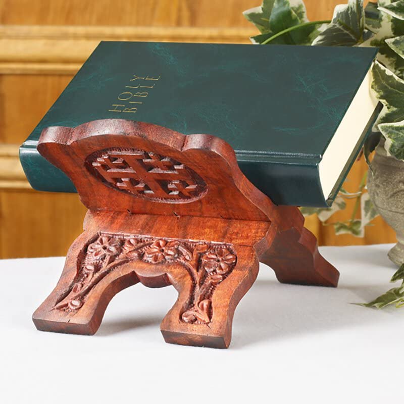 Foldable Rosewood Bible Stand - Portable Prayer Book Holder for Church, Chapel & Home Worship - Perfect for Religious Ceremonies, Bible Study & Devotional Use