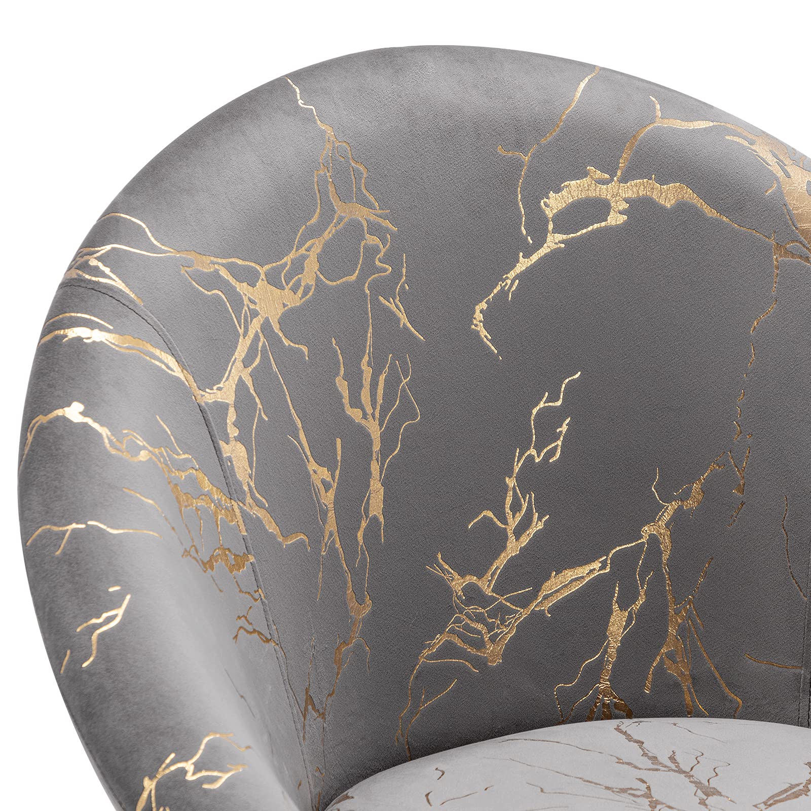 Modern Accent Swivel Chair - Adjustable Height Upholstered Vanity Makeup Salon Chair with Bronzing Fabric for Living Room, Lounge, Pub & Home Office - Grey