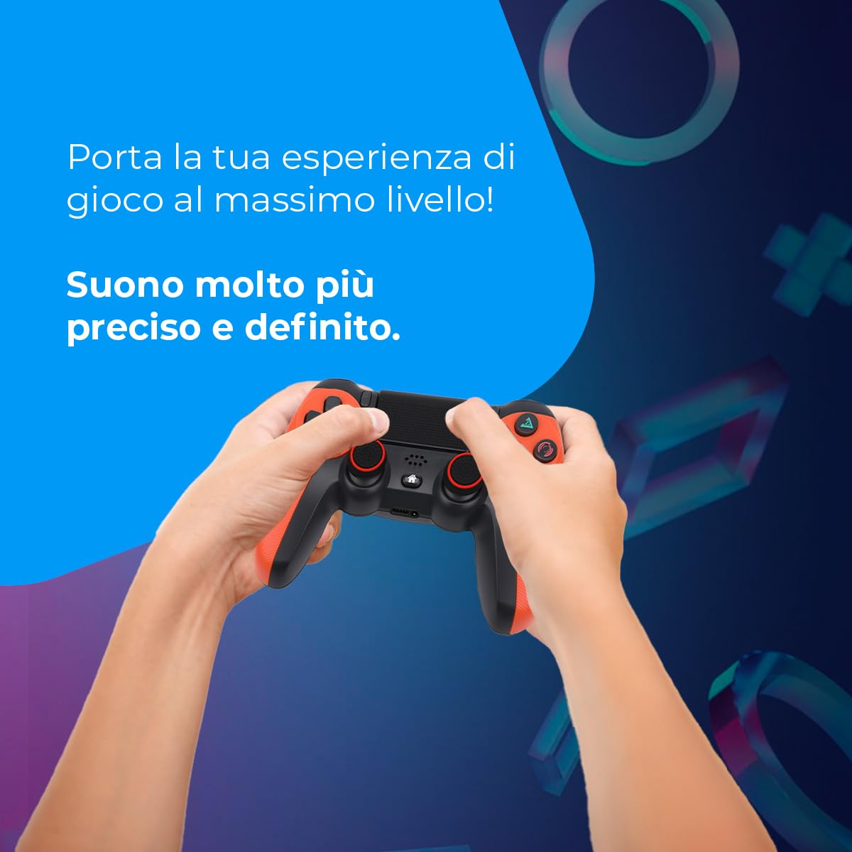 Wireless Gaming Controller for PS4, PS3, PC & Mobile - Dualshock with 6-Axis, Touch Panel, Headphone Jack, Charging Cable & 8 Thumb Grips | Perfect for FPS, Racing & Action Games | Includes Protective Case