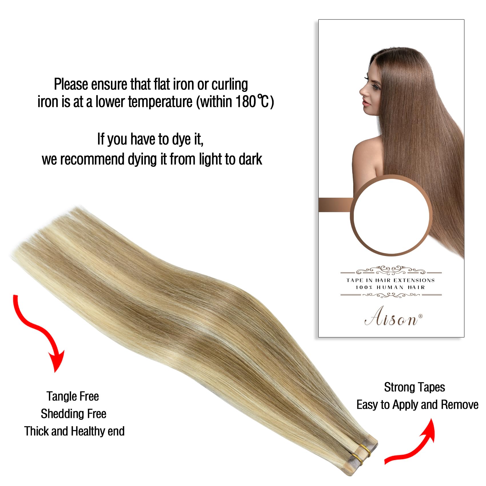 Premium 100% Remy Human Tape-In Hair Extensions - Ash Blonde & Bleach Blonde Mix, Silky Straight 20-Piece Set (18 Inch, 40g) | Natural Look for Everyday Wear, Parties & Special Occasions