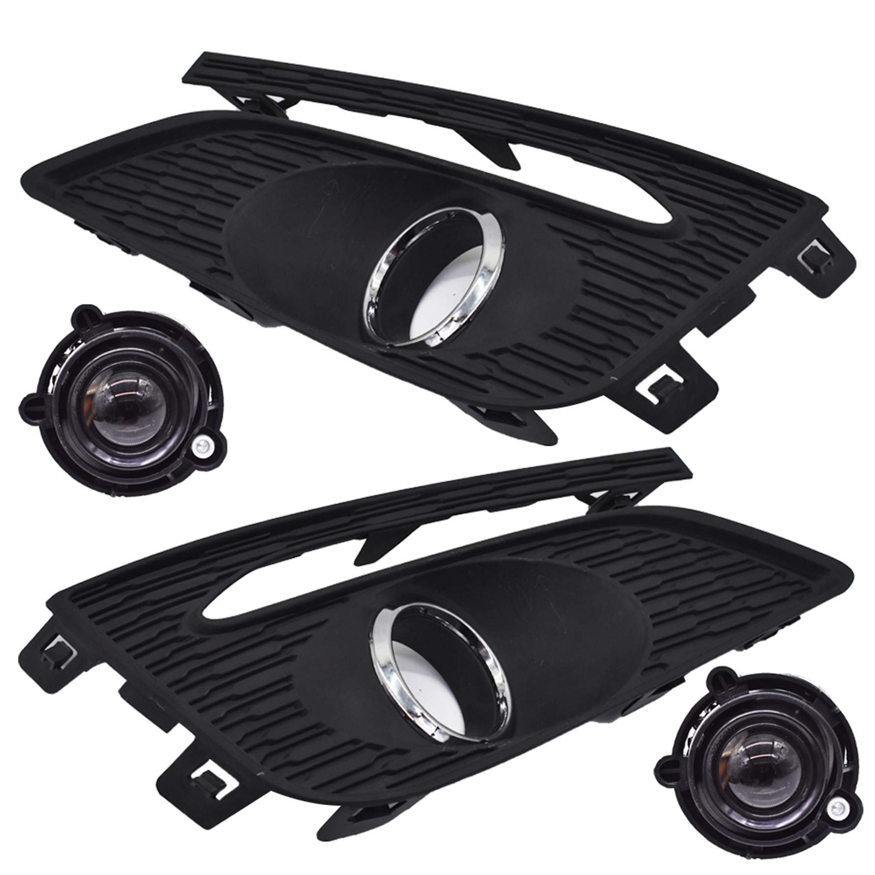 2016-2018 Chevy Cruze Fog Light Assembly Kit - Driver & Passenger Side Replacement with Bumper Covers & Wiring Harness Switch | Durable LED Fog Lights for Night Driving & Inclement Weather