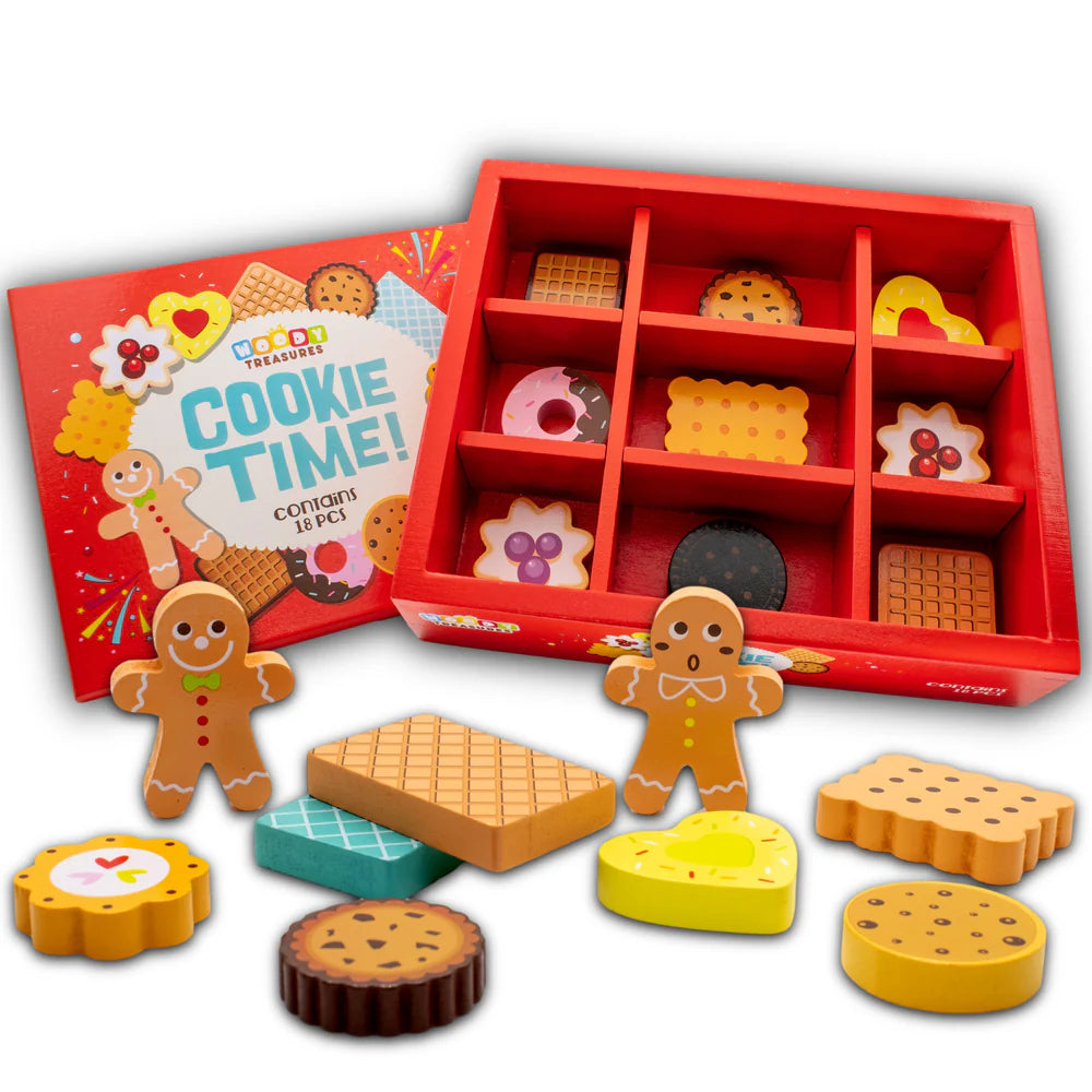 Premium Wooden Toy Biscuit Box - Eco-Friendly Wooden Cookie Storage for Kids | Perfect for Playtime, Snack Storage & Pretend Baking Fun