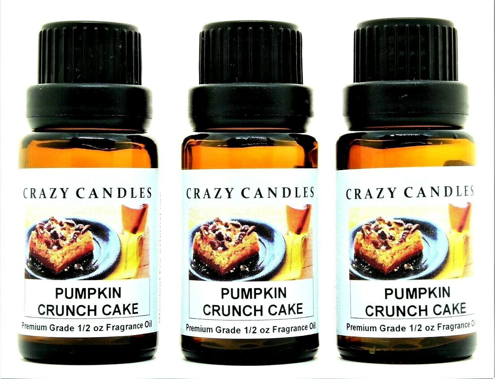 Premium Pumpkin Crunch Cake Scented Fragrance Oil - 3 Pack (1/2 Fl Oz/15ml Each) - Perfect for Candles, Soaps & DIY Home Fragrance Projects