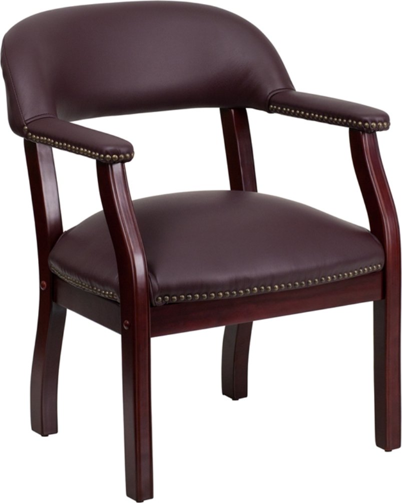 Flash Furniture Diamond Burgundy LeatherSoft Conference Chair with Accent Nail Trim - Ergonomic Office Chair for Executive Meetings & Home Office Workspace