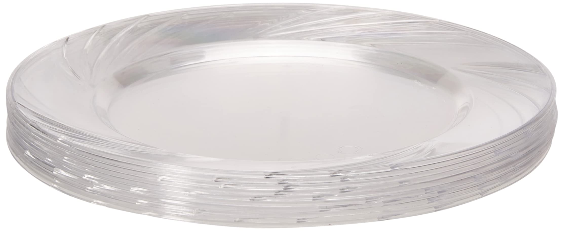 10-Pack Etched Clear Plastic Dessert Plates - Elegant Disposable Party Plates for Weddings, Birthdays & Special Events - Shatterproof & Stylish Serving Dishes