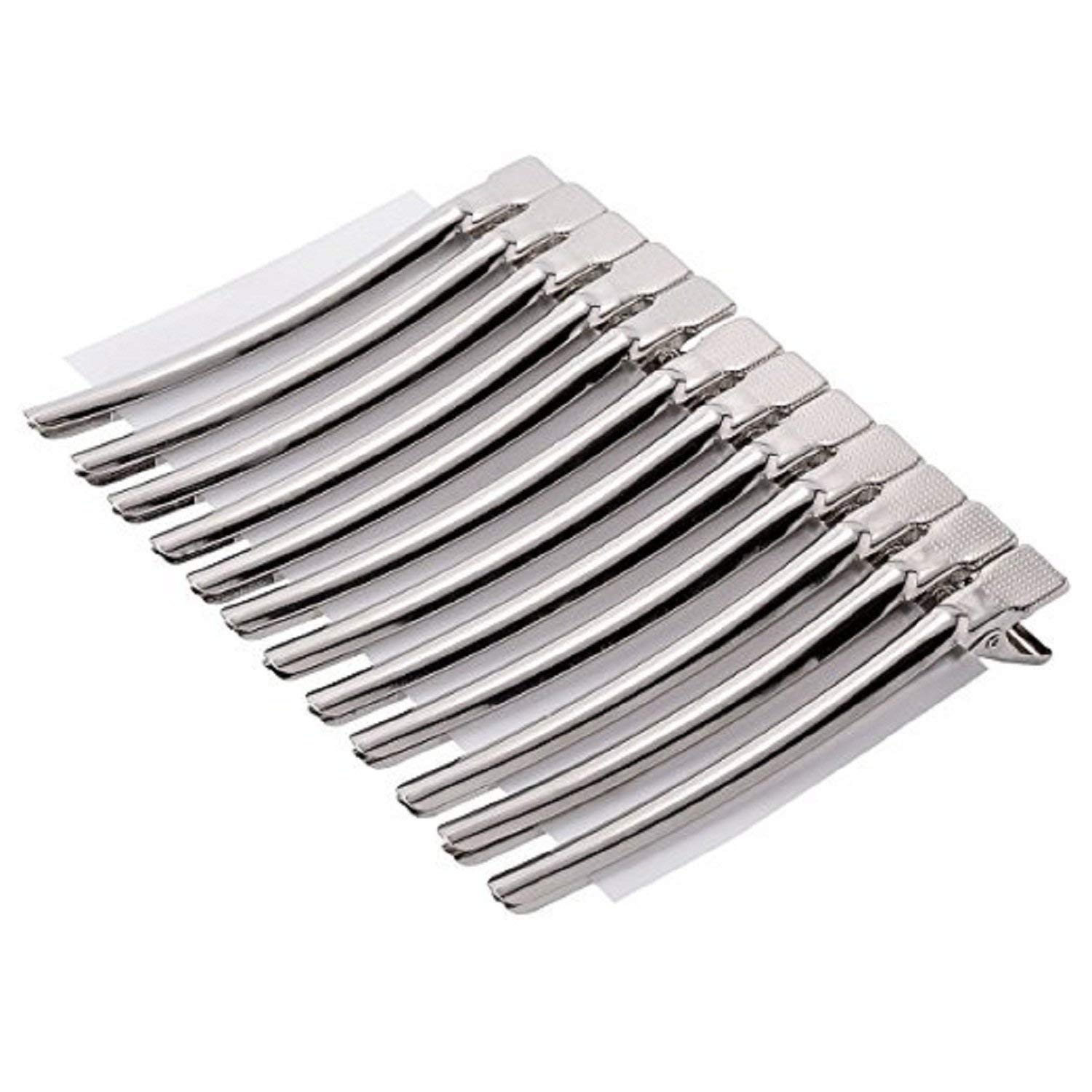 ZAUKY 12PCS Professional Steel Hair Sectioning Clips with Free Hair Coloring Brush - Strong Hold for Salon, Home Hair Cutting, Styling & Coloring - Perfect for Hairstylists & DIY Hair Care