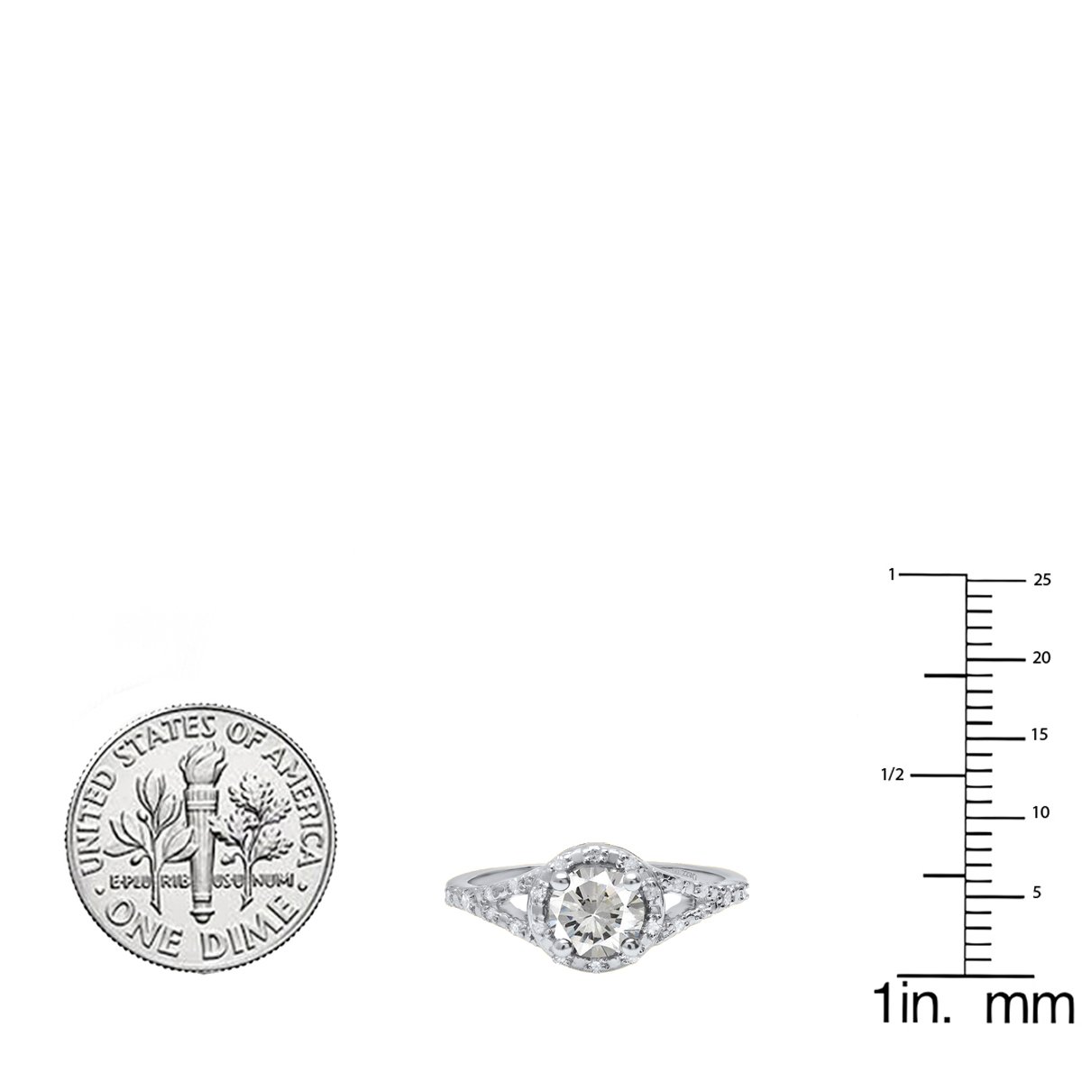Dazzlingrock 6mm Round Lab-Created Gemstone & White Diamond Engagement Ring for Women, Sterling Silver - Perfect for Proposals, Anniversaries, and Special Occasions