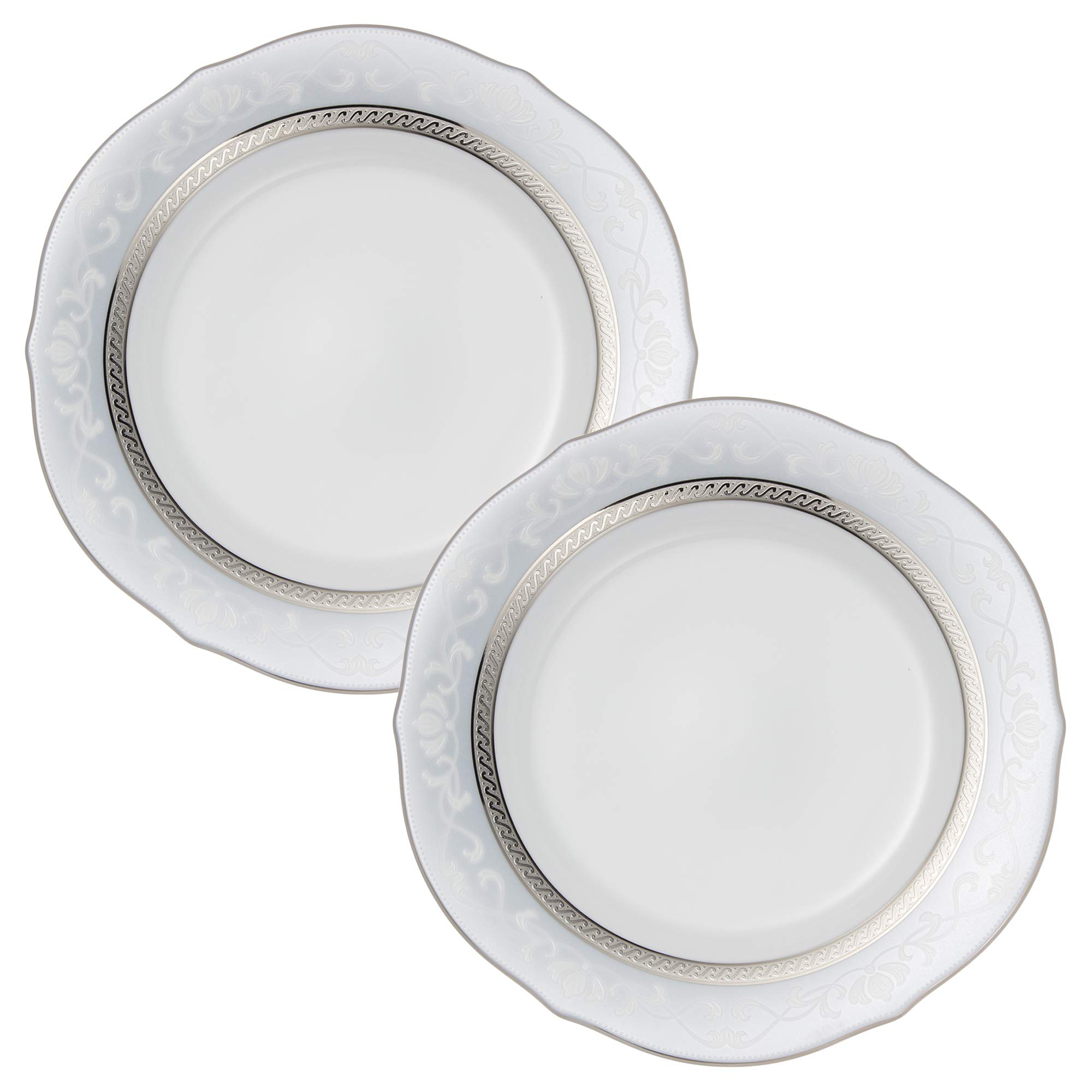 Noritake Hampshire Platinum Fine Porcelain Accent Plates (Set of 2) - 9.1 Inch (23 cm) Elegant Dinnerware for Formal Dining & Special Occasions