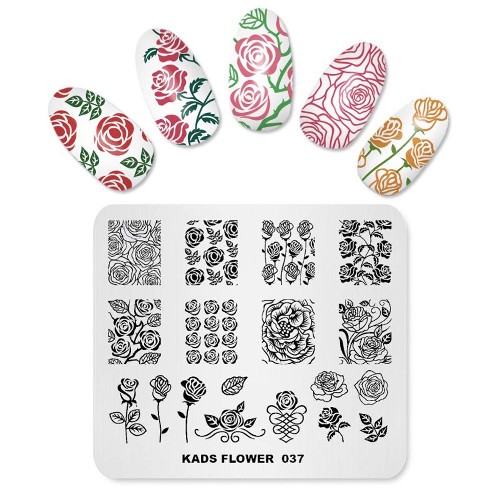 KADS Floral Nail Stamp Plate - DIY Nail Art Tool for Home & Salon Use