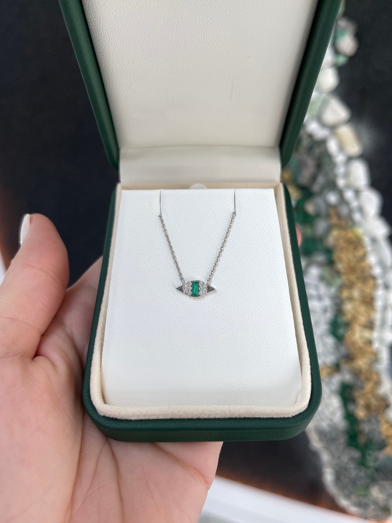 0.28tcw Natural Emerald Cut Diamond Accent Petite Necklace 14K Gold - Elegant Dainty Jewelry for Women, Perfect for Everyday Wear, Anniversary Gifts & Special Occasions