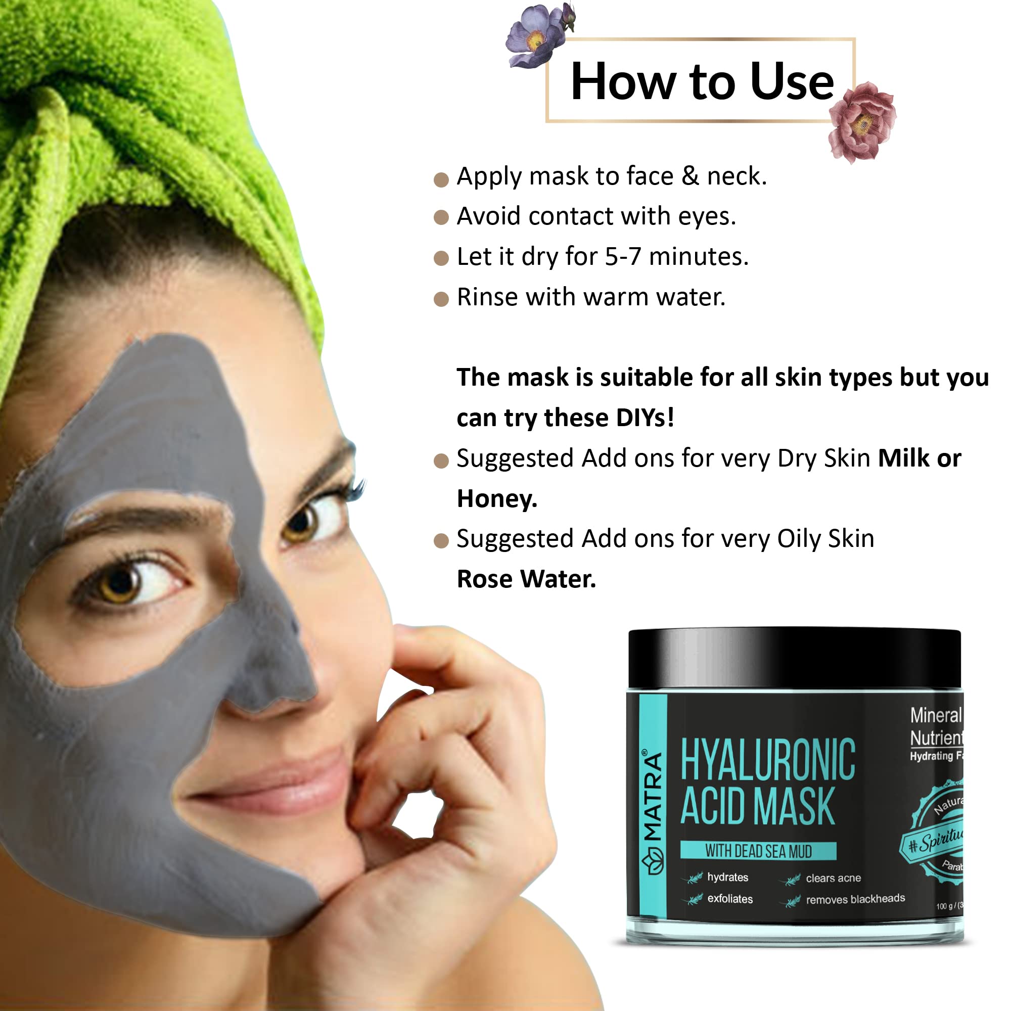 Hyaluronic Acid Face Mask for Acne & Blackheads – Dead Sea Mud Infused – Exfoliating & Cleansing Facial Treatment – Reduce Breakouts & Pores – Perfect for Spa Nights & Skincare Routines