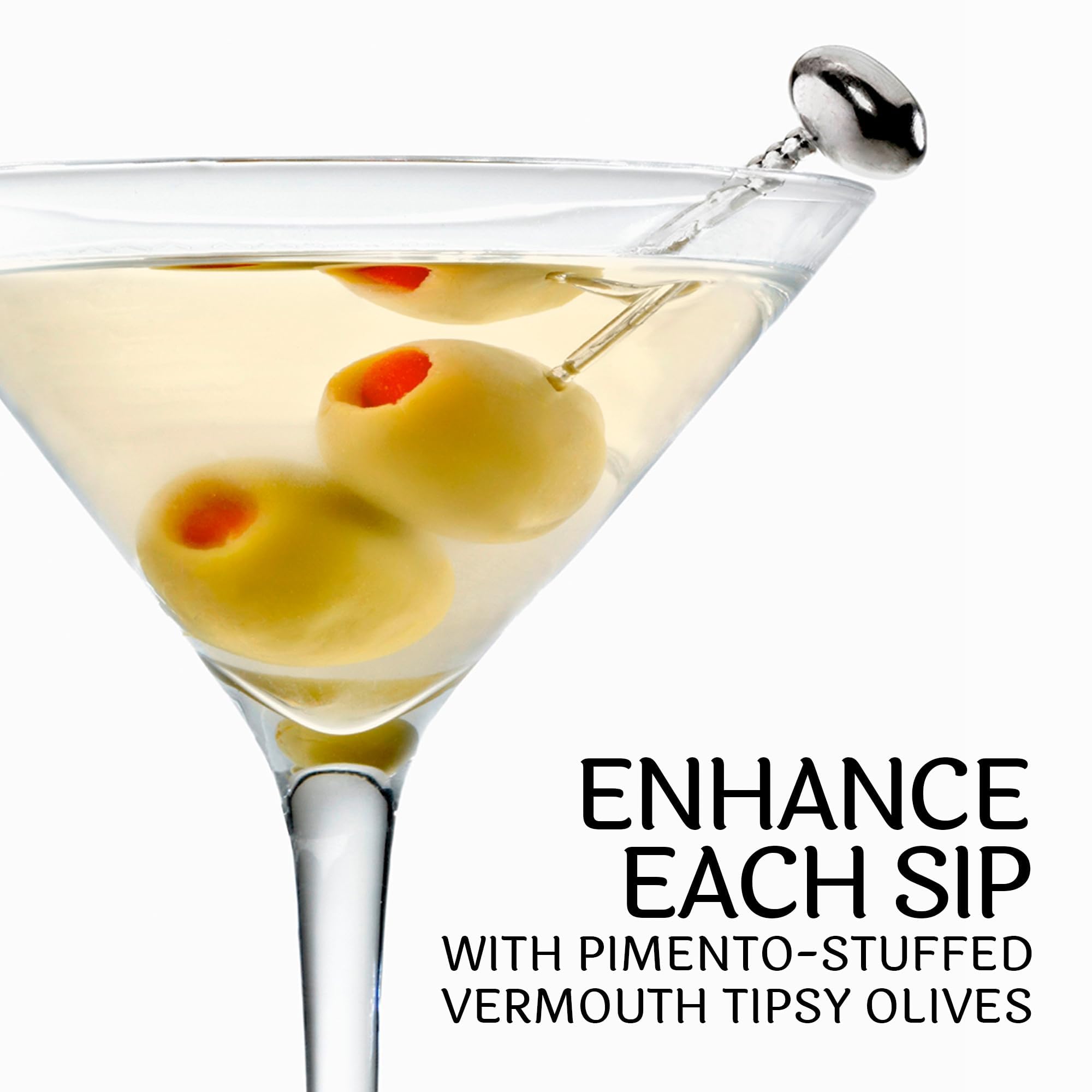 Premium Sable & Rosenfeld Tipsy Olives - Jumbo Green Olives Stuffed with Pimento in French Vermouth - Perfect for Cocktails, Bloody Mary Garnish & Martini Garnish - 4.94 oz (Pack of 1) - Great for Home Bars, Parties & Gourmet Snacking