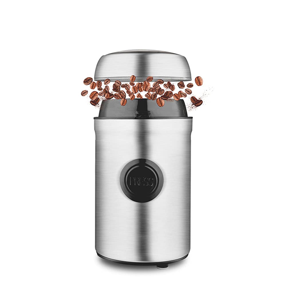 Premium Electric Coffee Grinder - Portable Mini Coffee Bean Grinder with 304 Stainless Steel Blades for Fast & Even Grinding - Perfect for Coffee Beans, Spices, Nuts & Herbs - Ideal for Home, Office & Travel Use (Silver Gray)